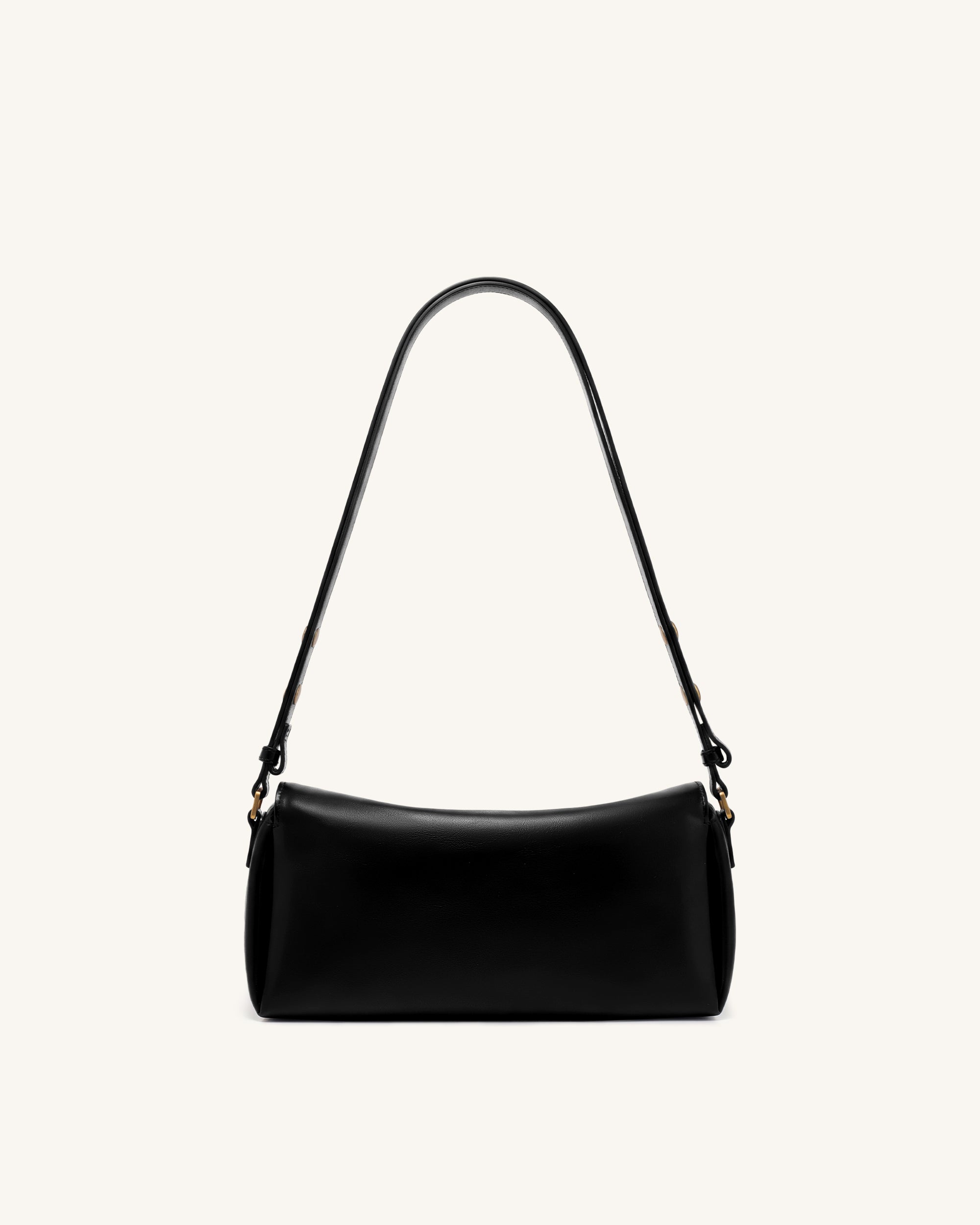 Lucia Asymmetric Flap Shoulder Bag - Black - Image 3