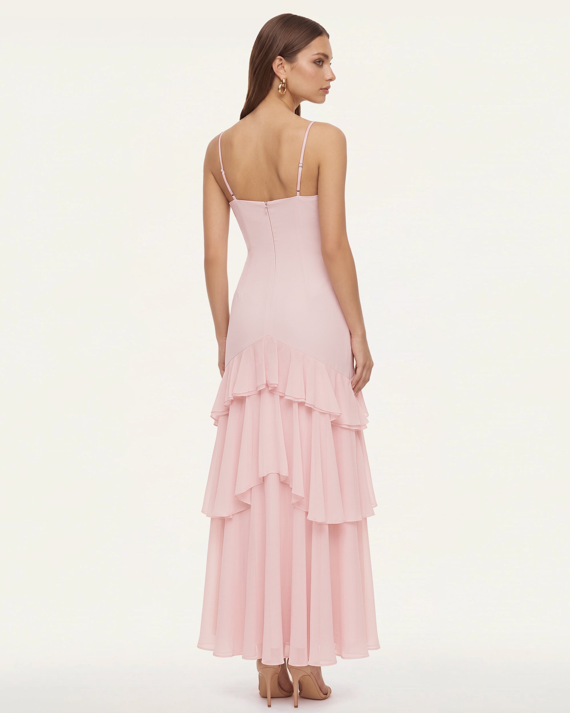 Orchid Embroidered Ruffled One-Shoulder Maxi Dress - Blush Pink - Image 2
