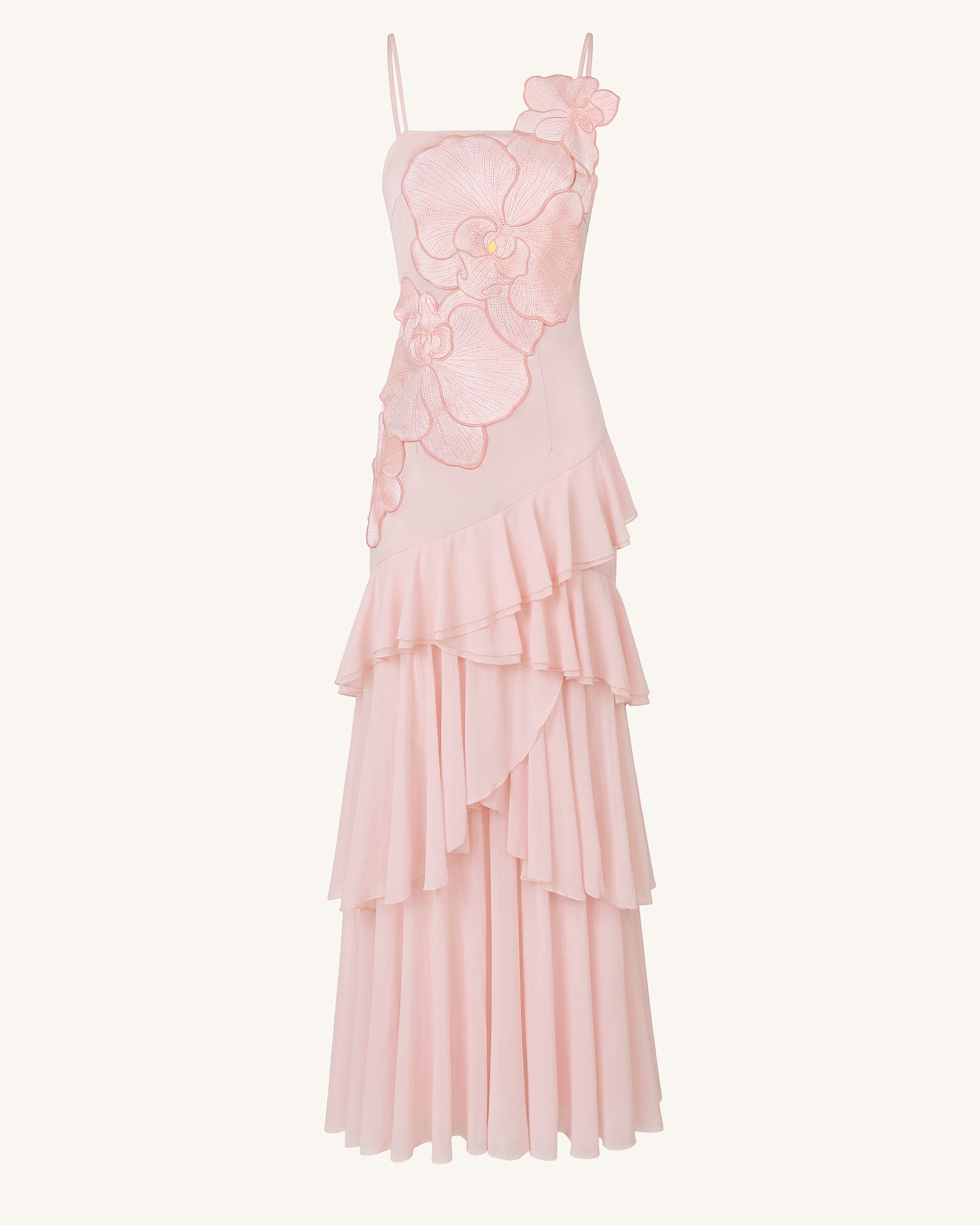 Orchid Embroidered Ruffled One-Shoulder Maxi Dress - Blush Pink - Image 3