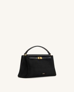 Alternative view of Carmen Faux Suede Top Handle Bag - Black