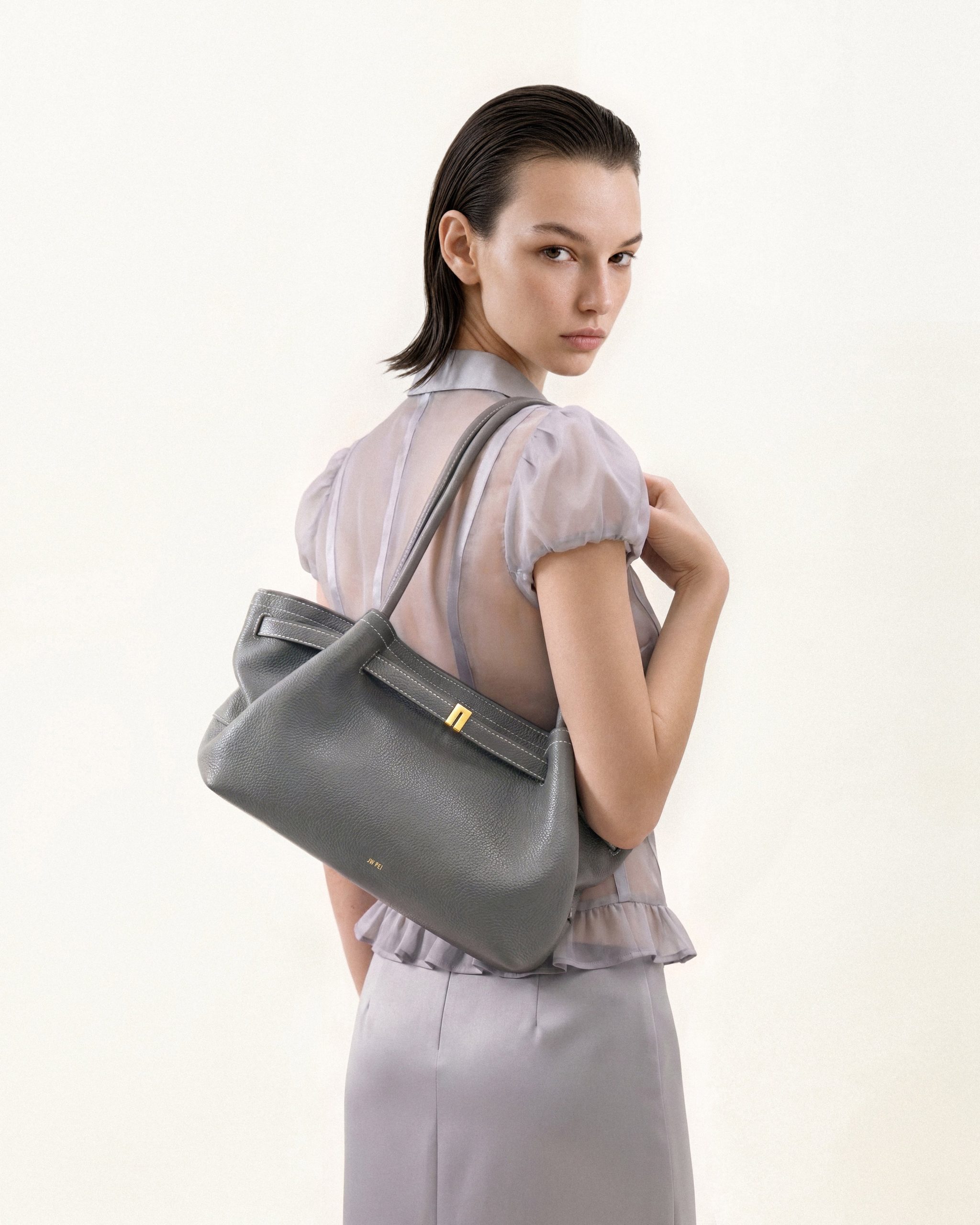 Hana Wide Tote Bag - Grey - Image 2