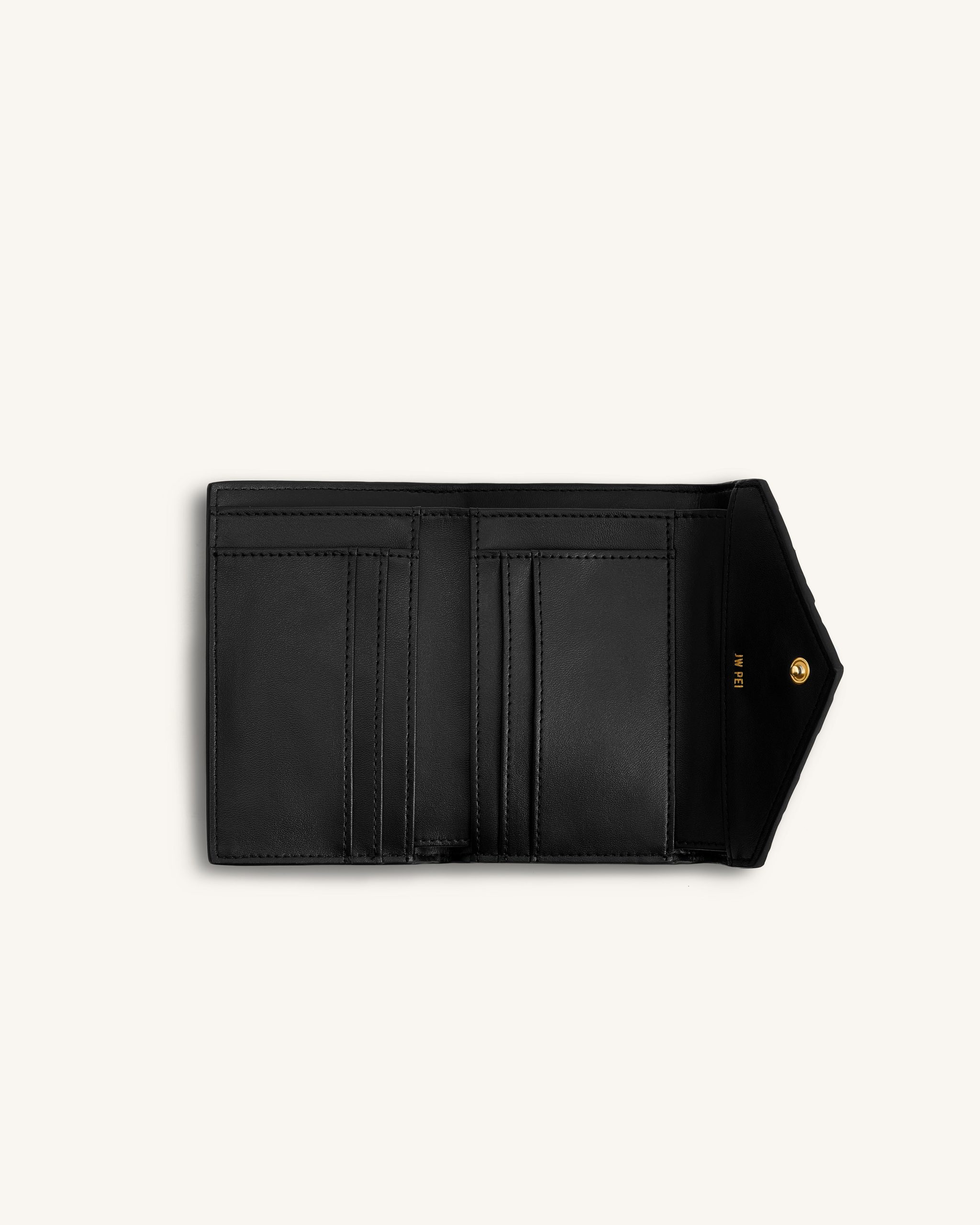 Celeste Woven Textured Envelope Wallet - Black - Image 3