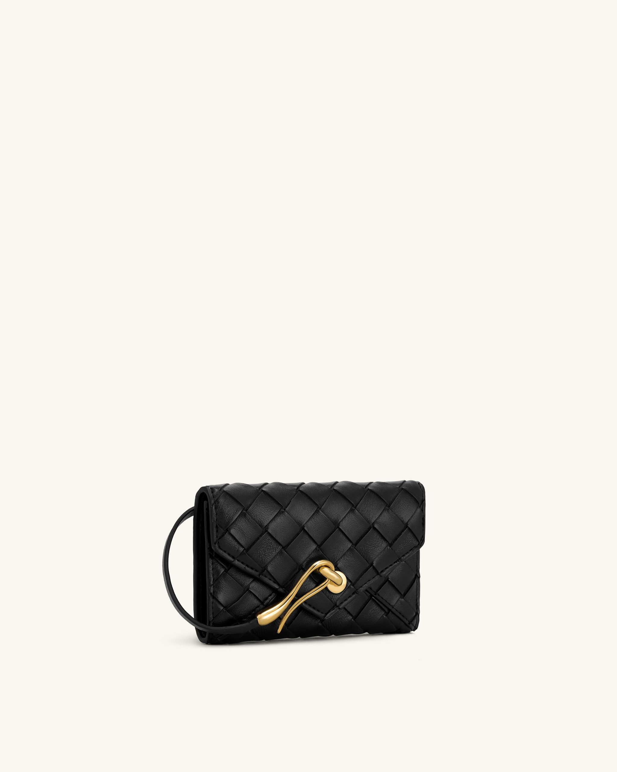 Celeste Woven Textured Envelope Wallet - Black - Image 2