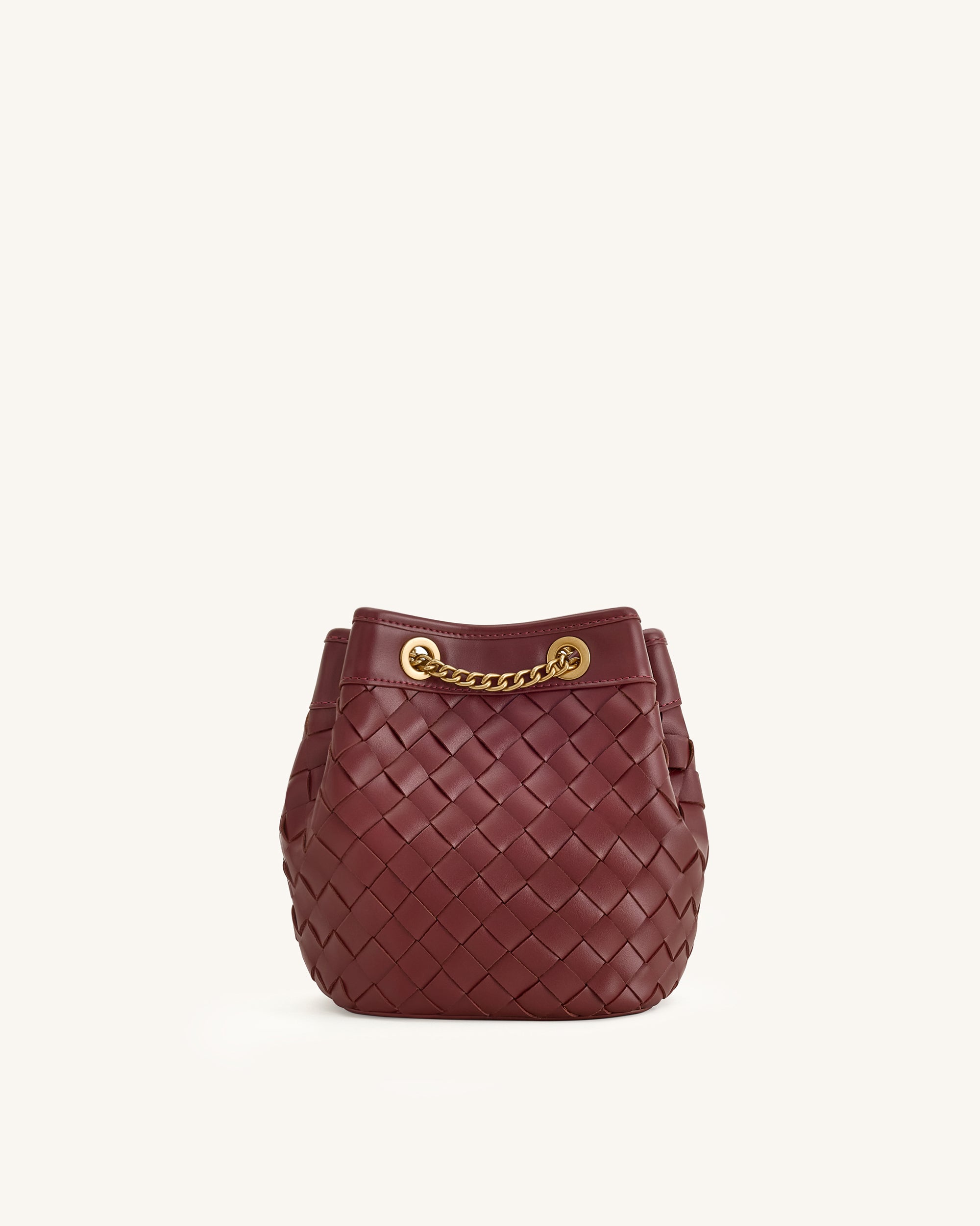 Yara Hand-Woven Bucket Bag - Burgundy - Image 3