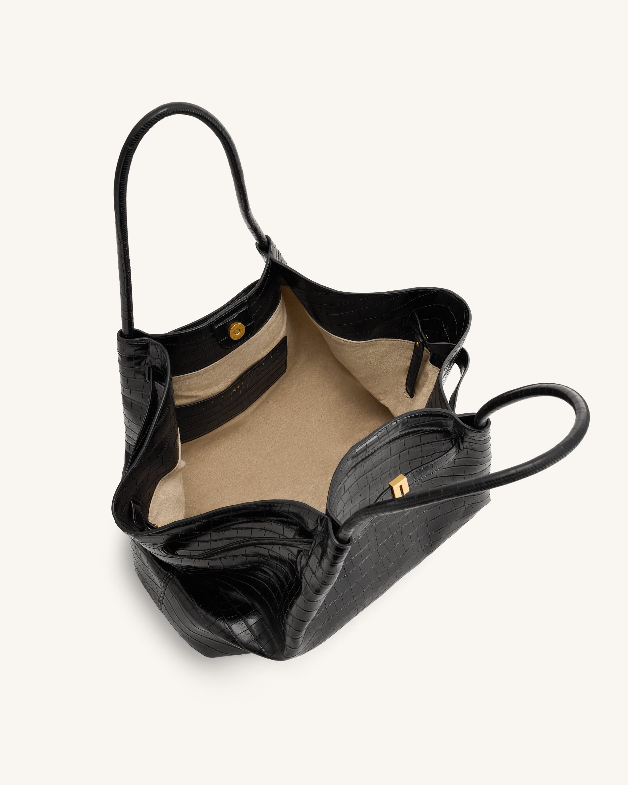Hana Large Tote Bag - Black Croc - Image 4