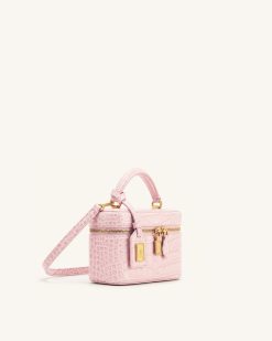 Alternative view of Cleo Box Shape Top Handle Bag - Light Pink Croc