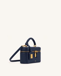 Alternative view of Cleo Box Shape Top Handle Bag - Navy Blue