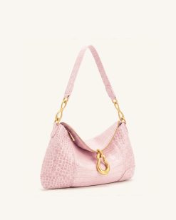 Alternative view of Jayla Metal Pendant Embellished Shoulder Bag - Pink Croc
