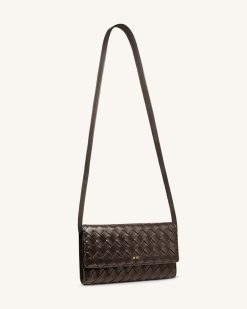 Alternative view of Woven Texture Flap Wallet - Chocolate