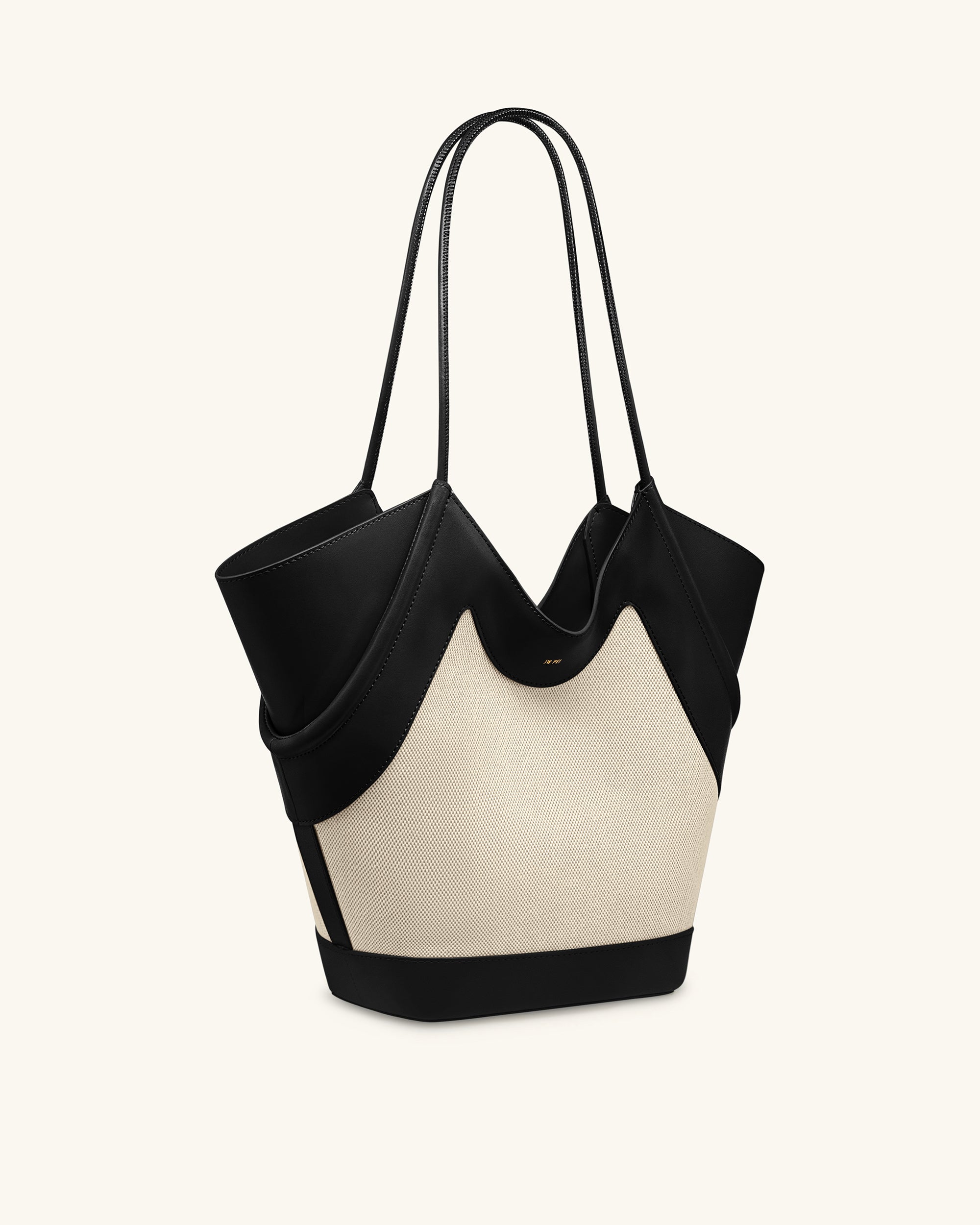 Maribel Panel Tote Bag - Black Canvas - Image 4