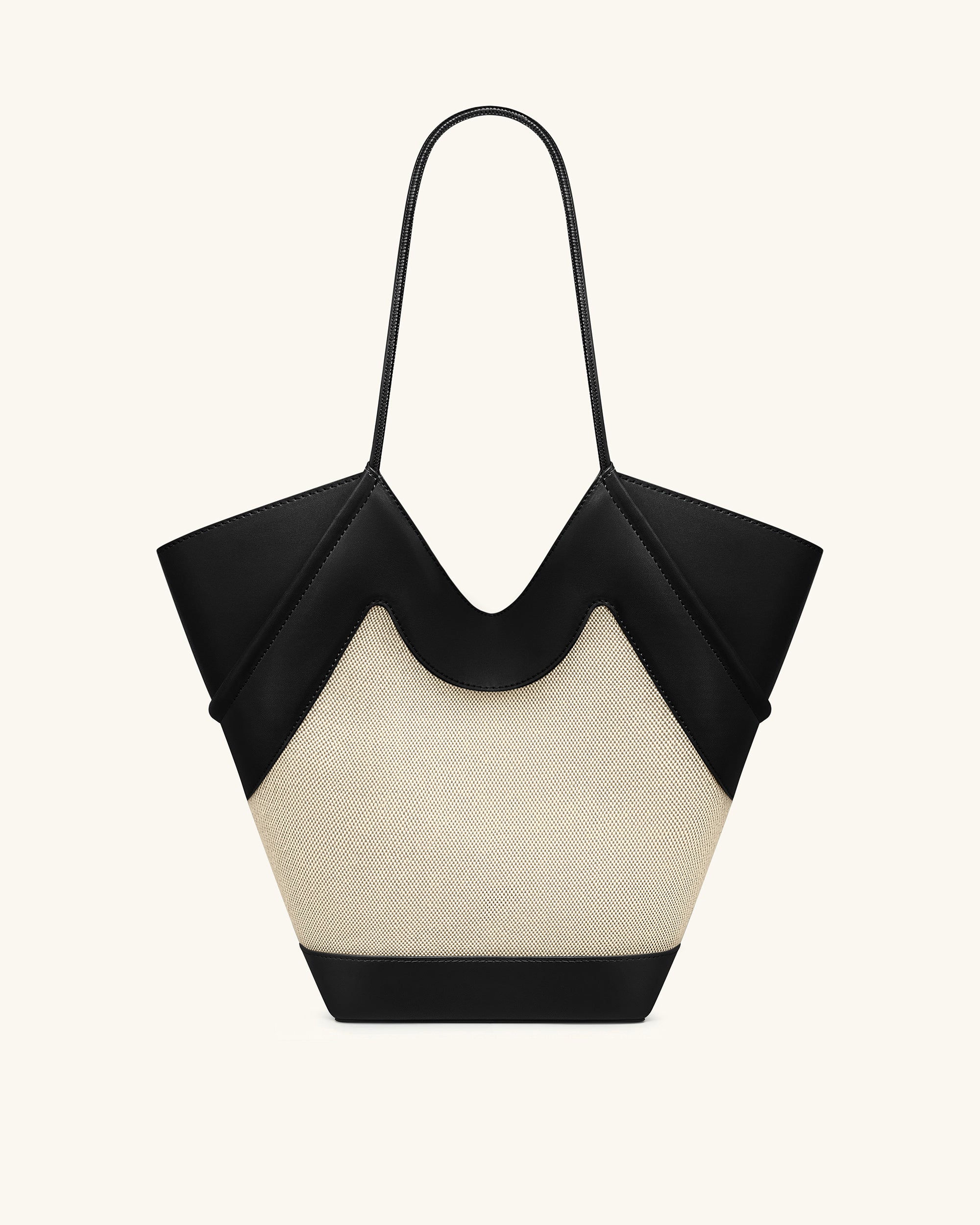 Maribel Panel Tote Bag - Black Canvas - Image 5