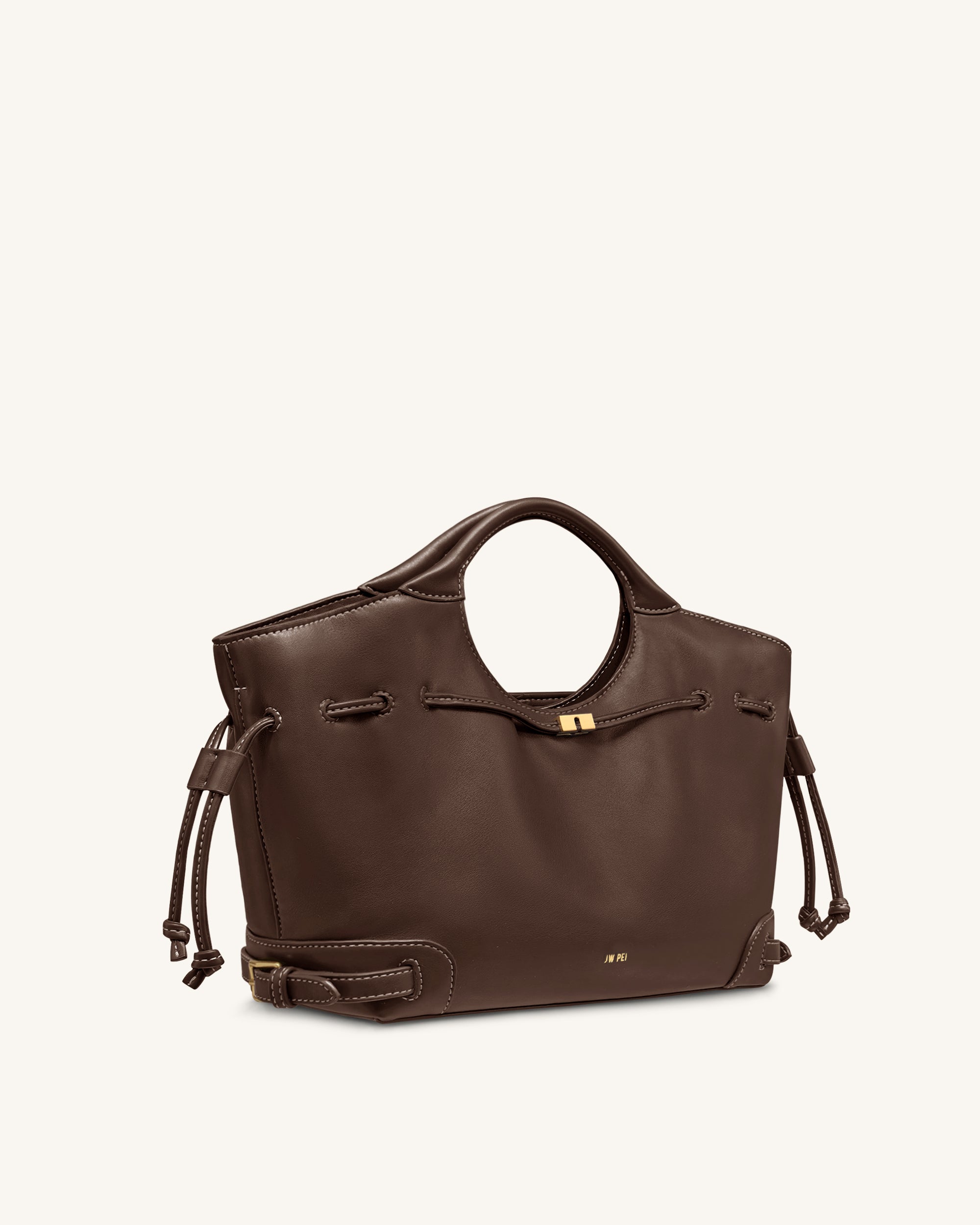 Virelle Drawstring Tote Bag - Brown - Image 3