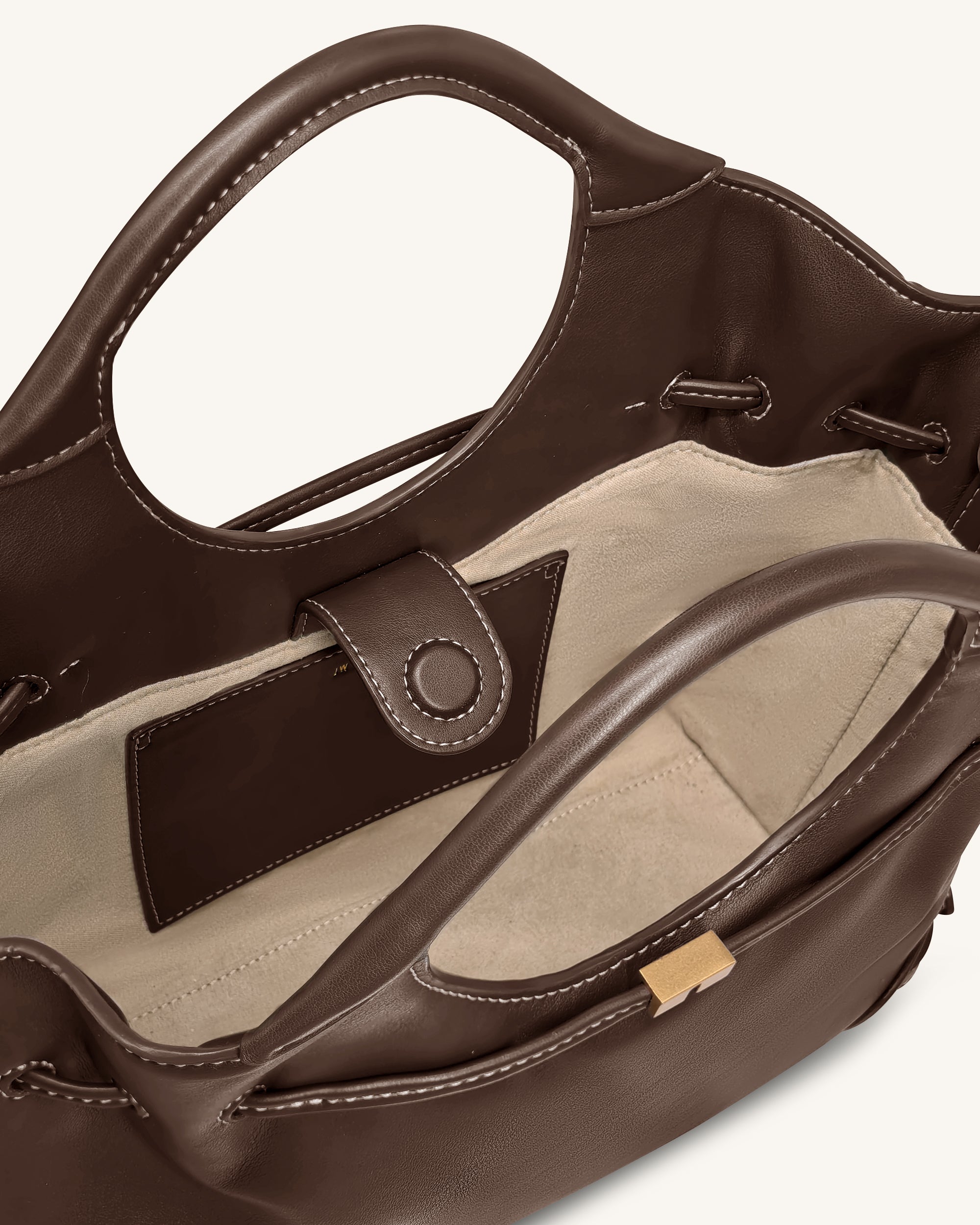 Virelle Drawstring Tote Bag - Brown - Image 5