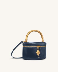 Alternative view of Natalie Metal Geometric Pendant Handle Bag - Navy