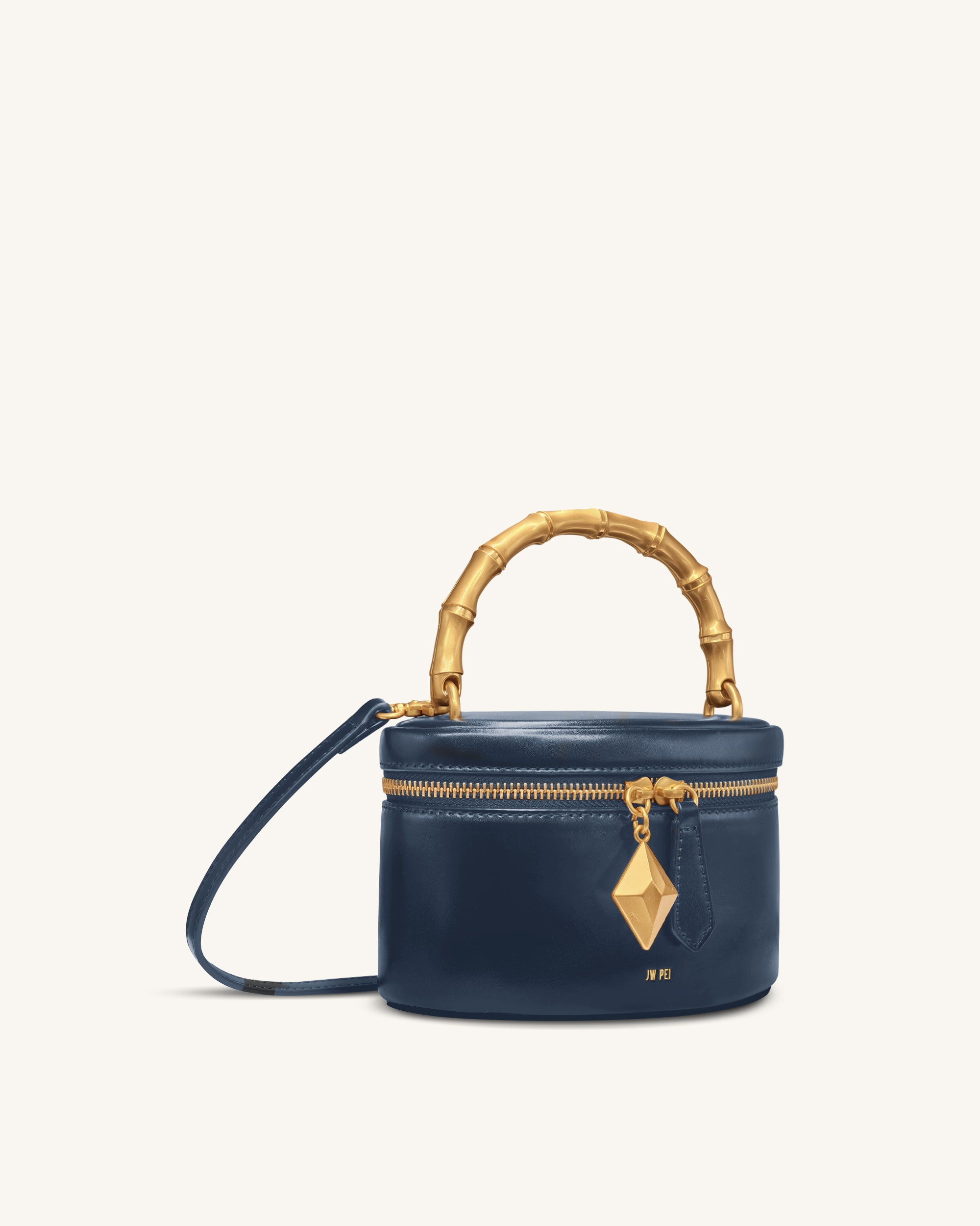 Natalie Metal Geometric Pendant Handle Bag - Navy - Image 2