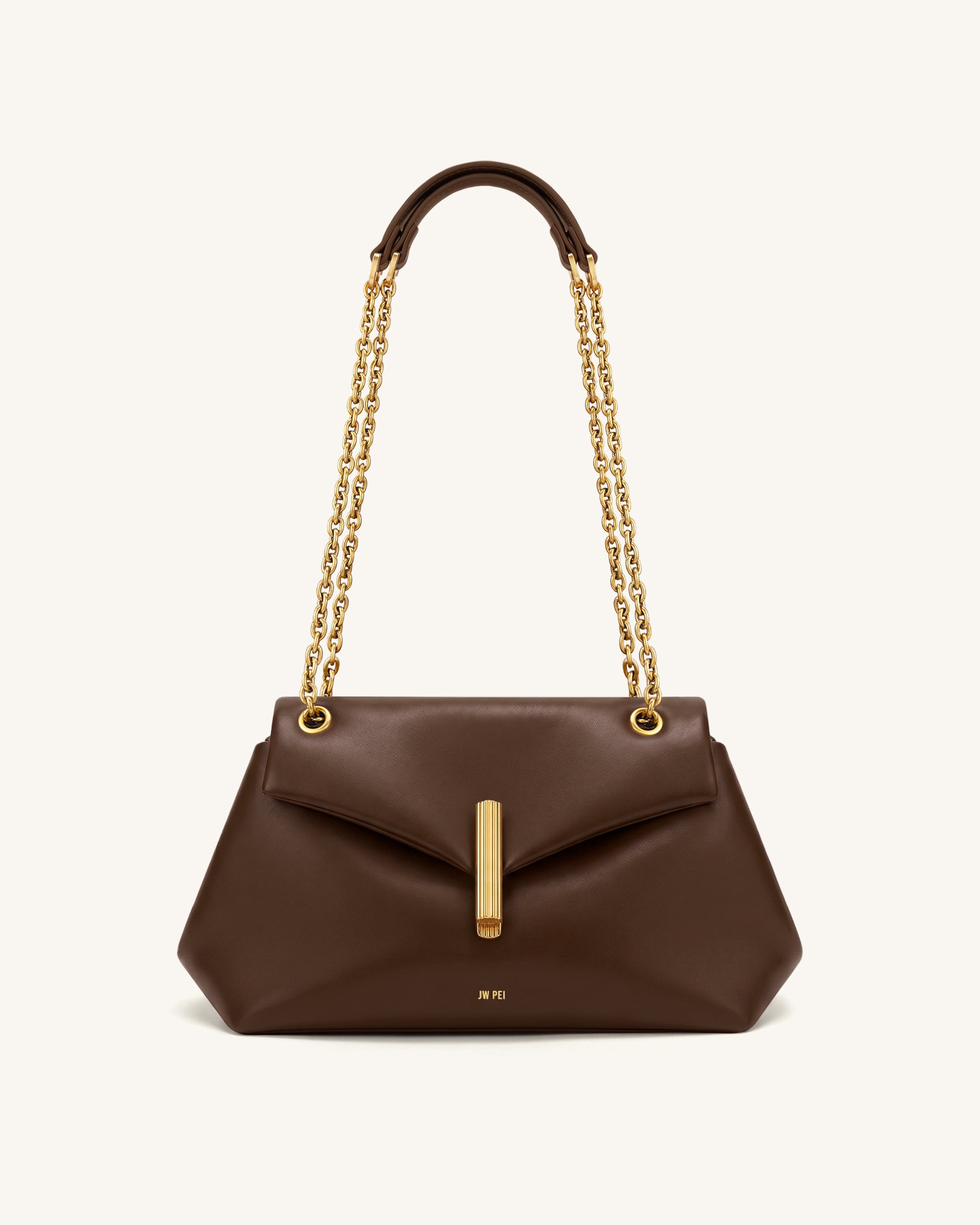 Valerie Chain Flap Shoulder Bag - Dark Brown