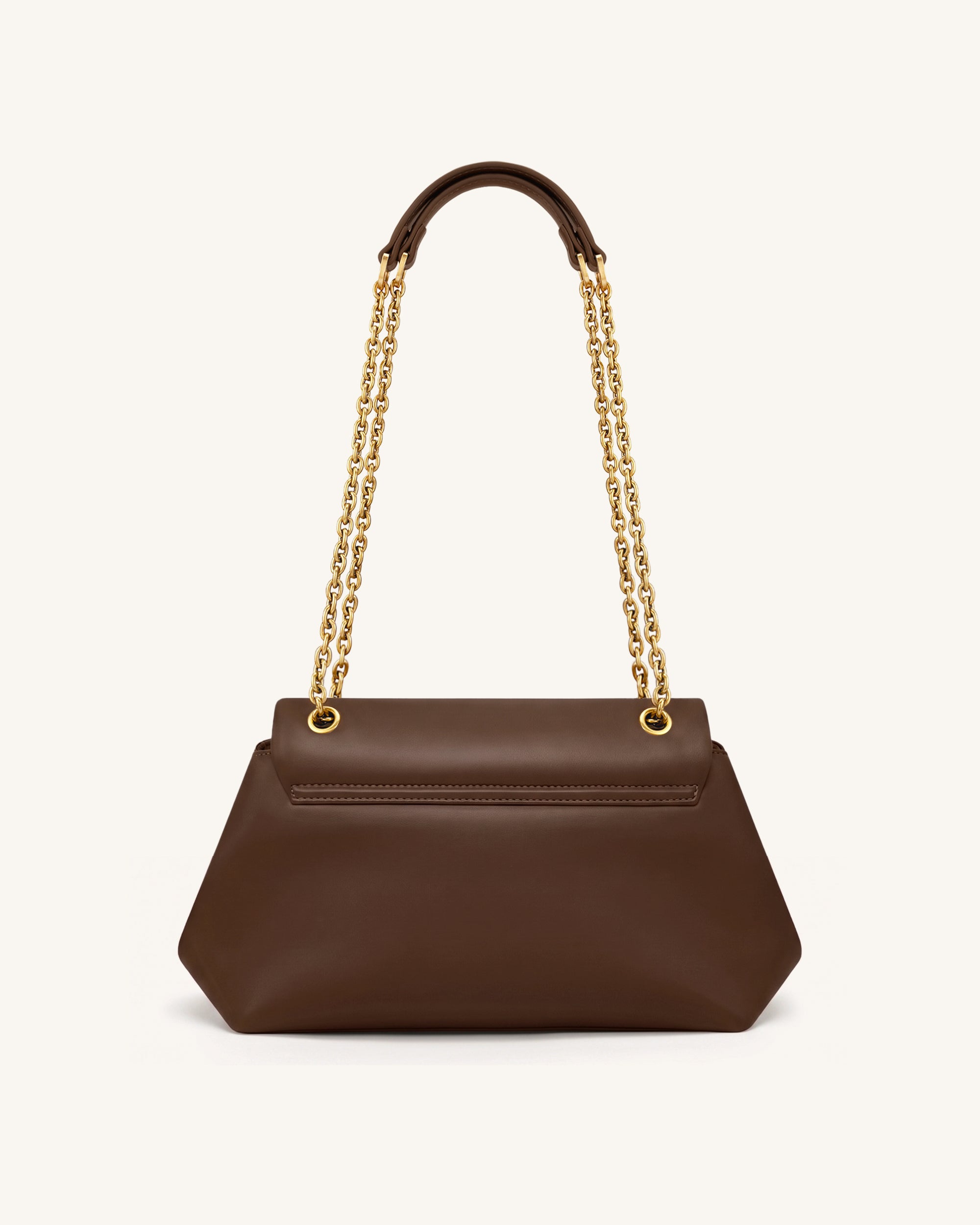 Valerie Chain Flap Shoulder Bag - Dark Brown - Image 3
