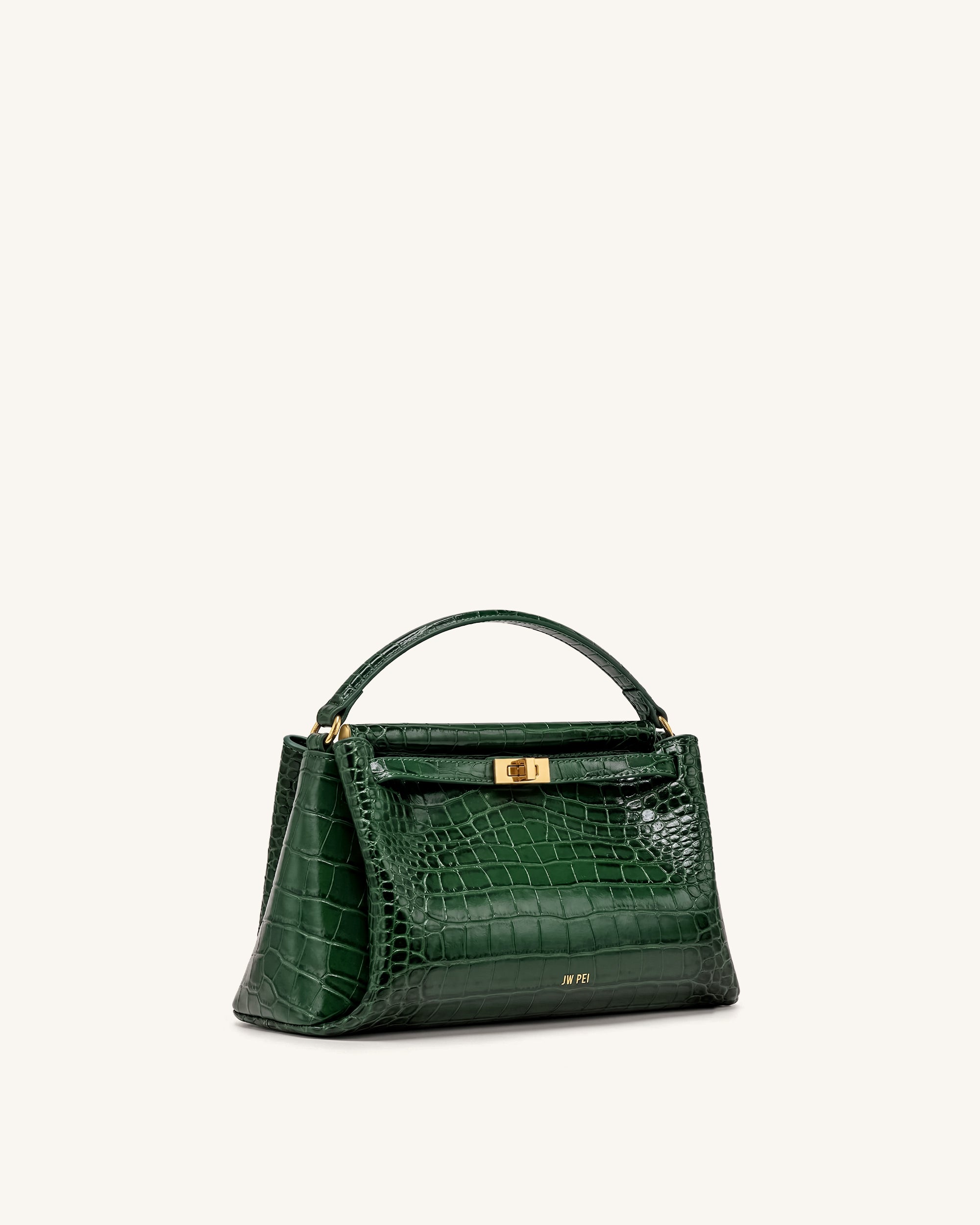 Carmen Top Handle Bag - Forest Green Croc - Image 2