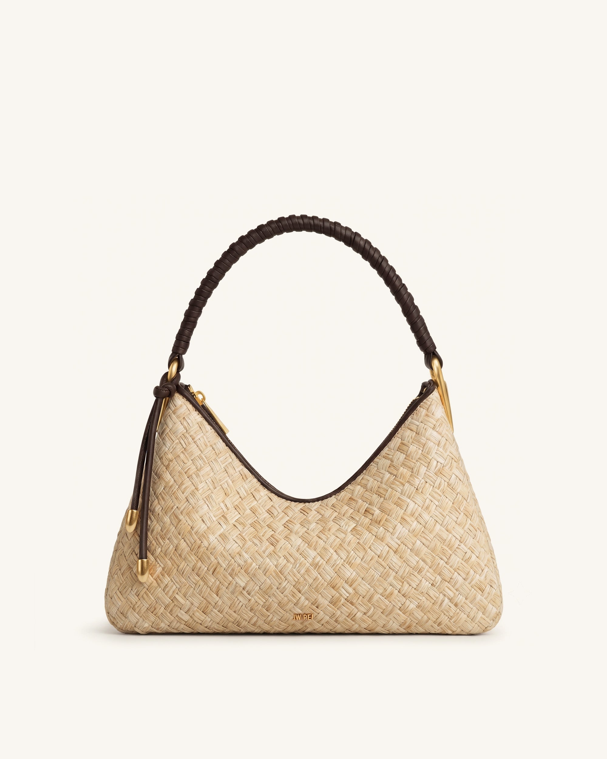 Lorena Faux Straw Shoulder Bag - Brown