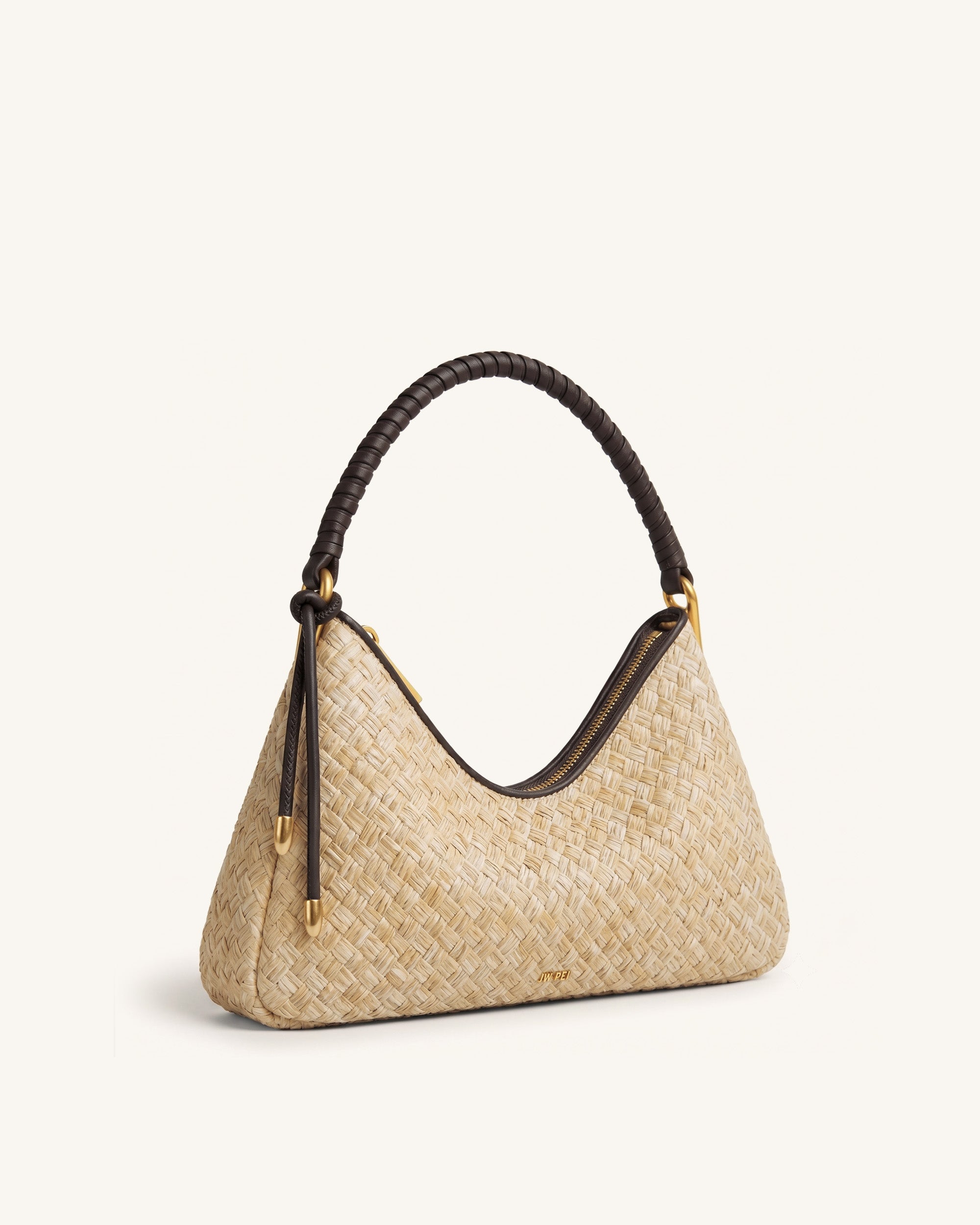 Lorena Faux Straw Shoulder Bag - Brown - Image 2