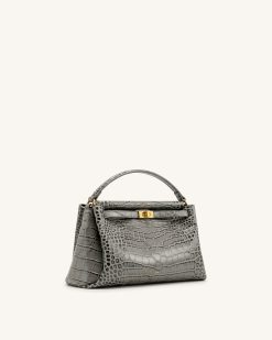 Alternative view of Carmen Top Handle Bag - Grey Croc