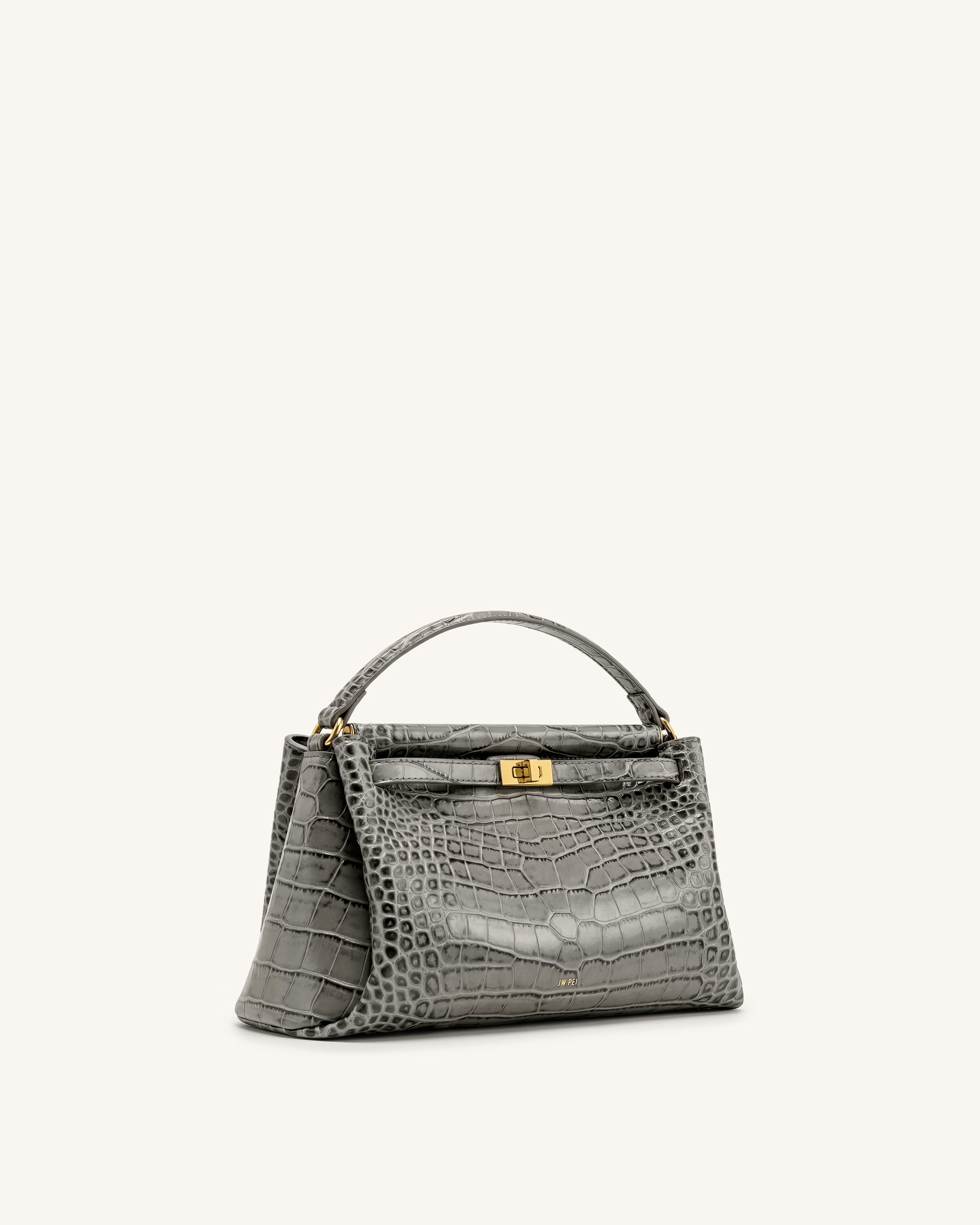 Carmen Top Handle Bag - Grey Croc - Image 2