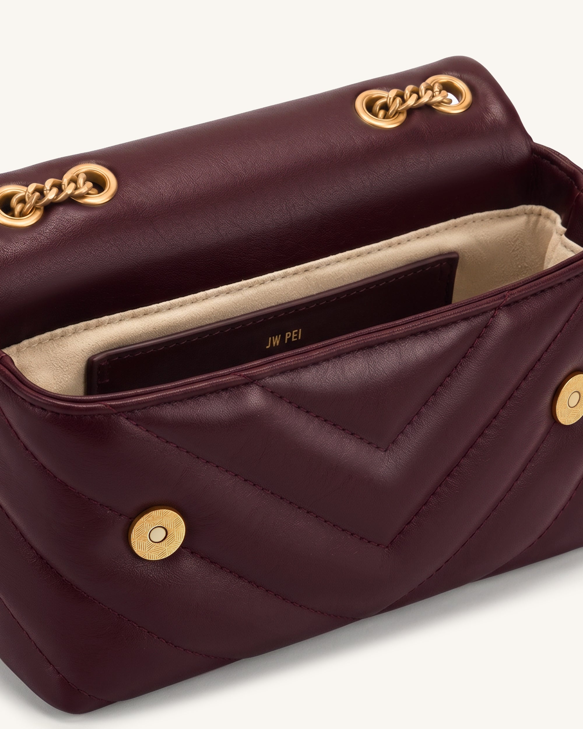 Riley Dachshund Quilted Flap Shoulder Bag - Deep Burgundy - Image 4