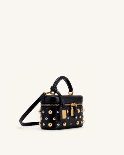 Alternative view of Cleo Studded Box Shape Top Handle Bag - Black