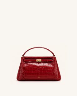 Carmen Top Handle Bag - Dark Burgundy Croc