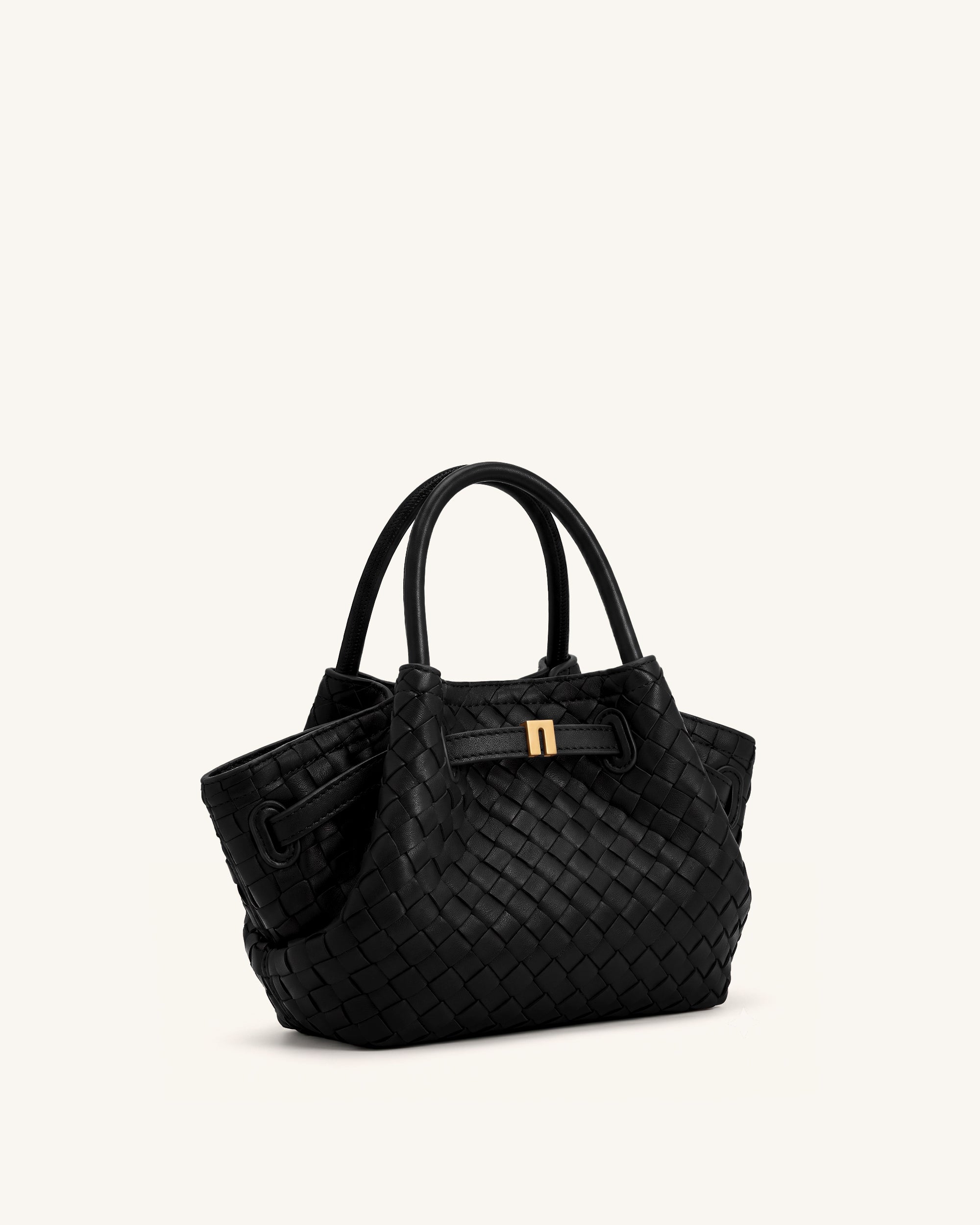 Hana Mini Weave Tote Bag - Black - Image 2