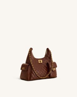 Alternative view of Vivian Quilted Chain Shoulder Bag - Brown
