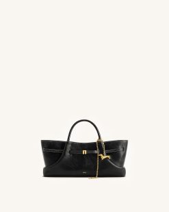 Maeve Dachshund Metal Charm Tote Bag - Black