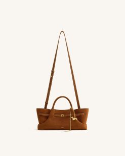 Alternative view of Maeve Dachshund Metal Charm Faux Suede Tote Bag - Brown