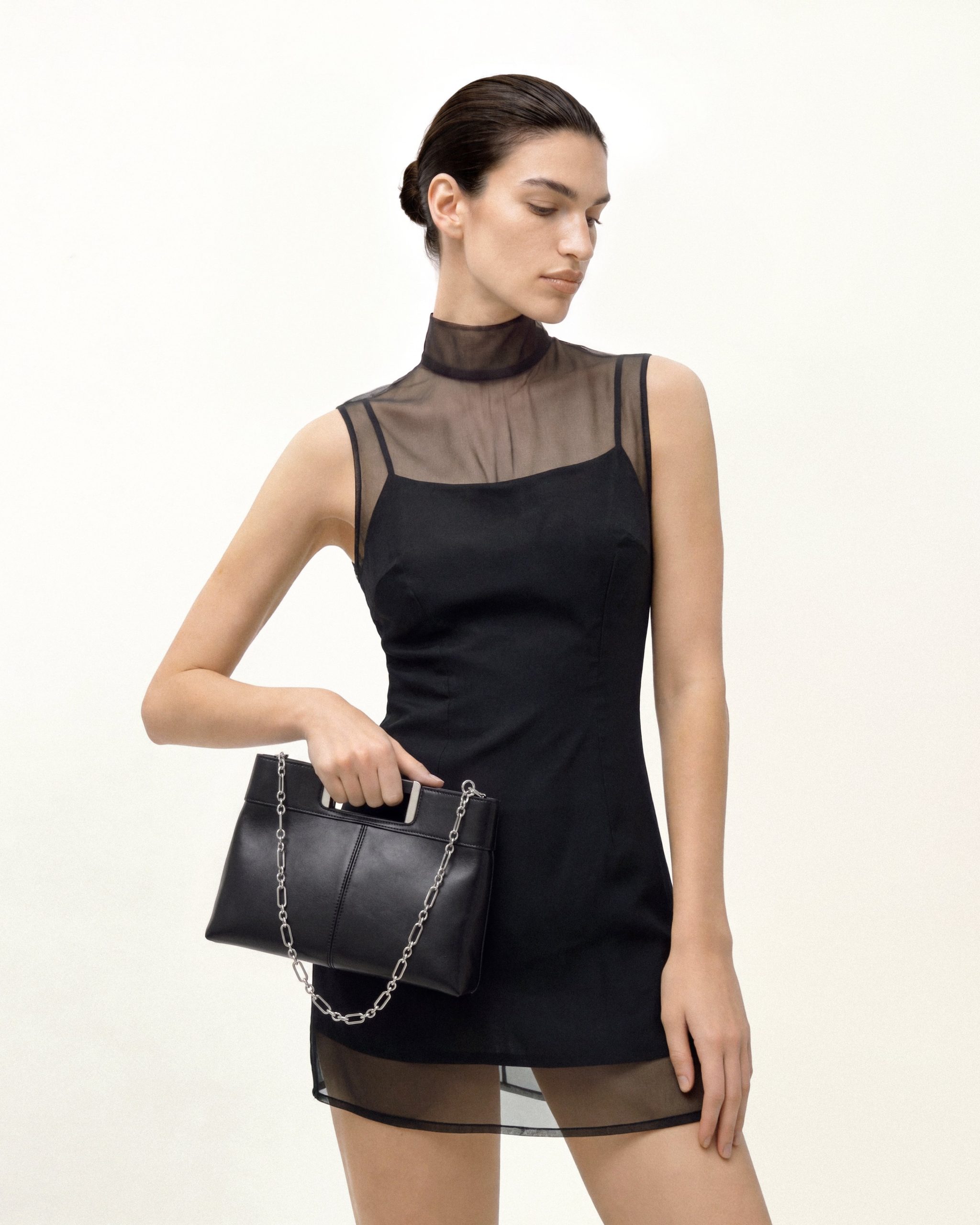Elodie Chain Handle Top Handle Bag - Black - Image 2