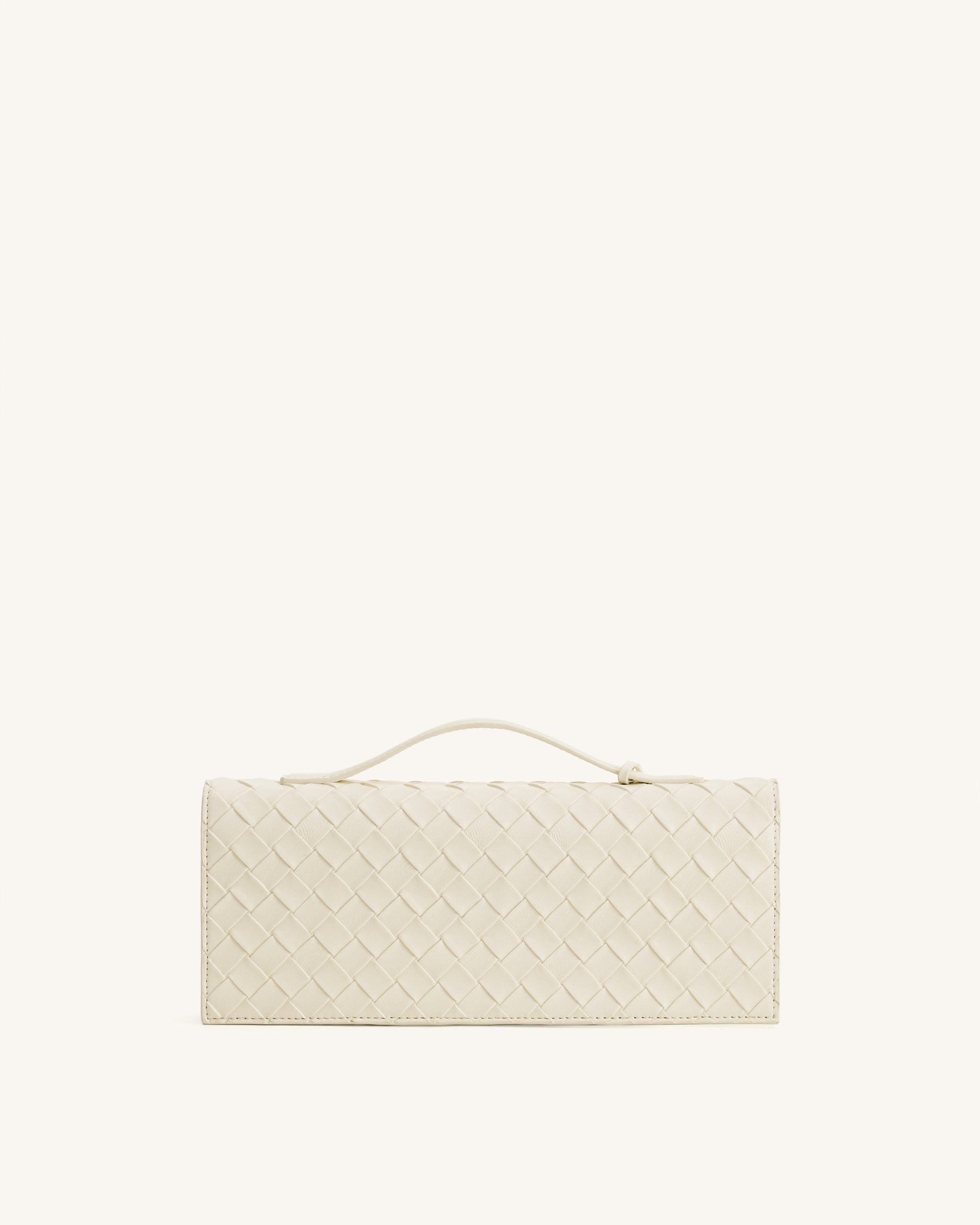 Celeste Woven Textured Envelope Top Handle Bag - Ivory - Image 3