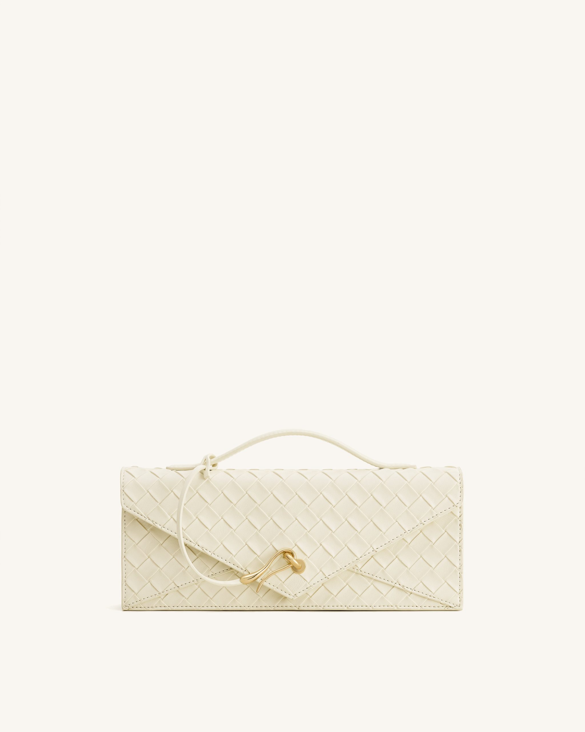Celeste Woven Textured Envelope Top Handle Bag - Ivory