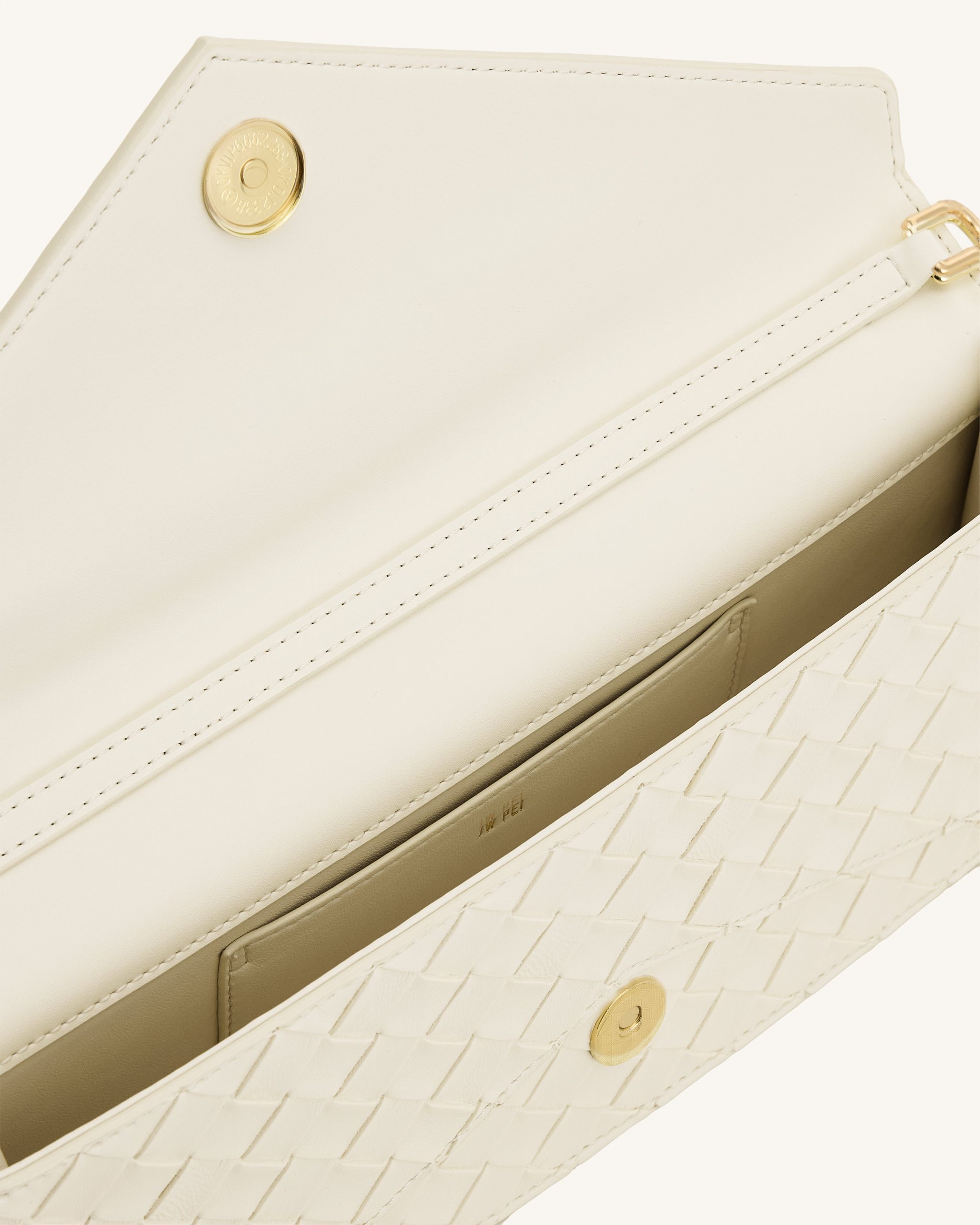 Celeste Woven Textured Envelope Top Handle Bag - Ivory - Image 4