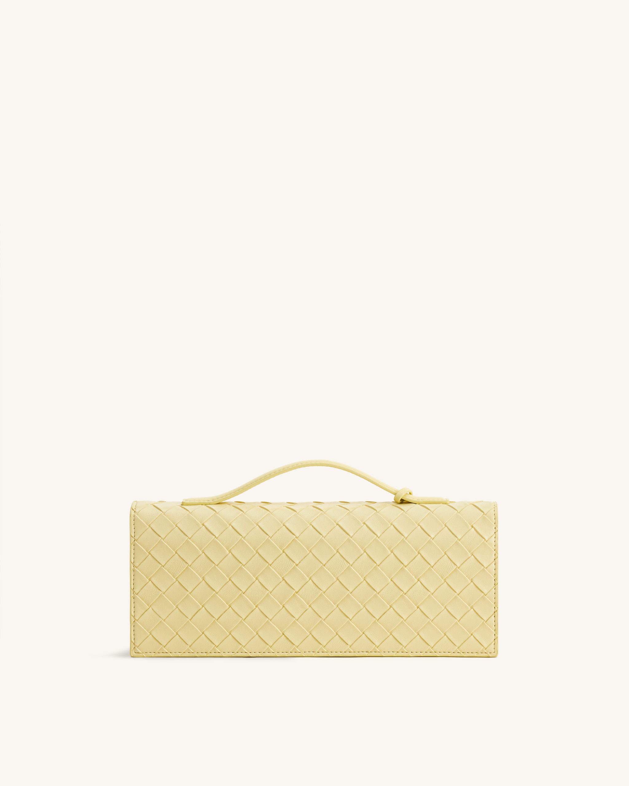 Celeste Woven Textured Envelope Top Handle Bag - Yellow - Image 3