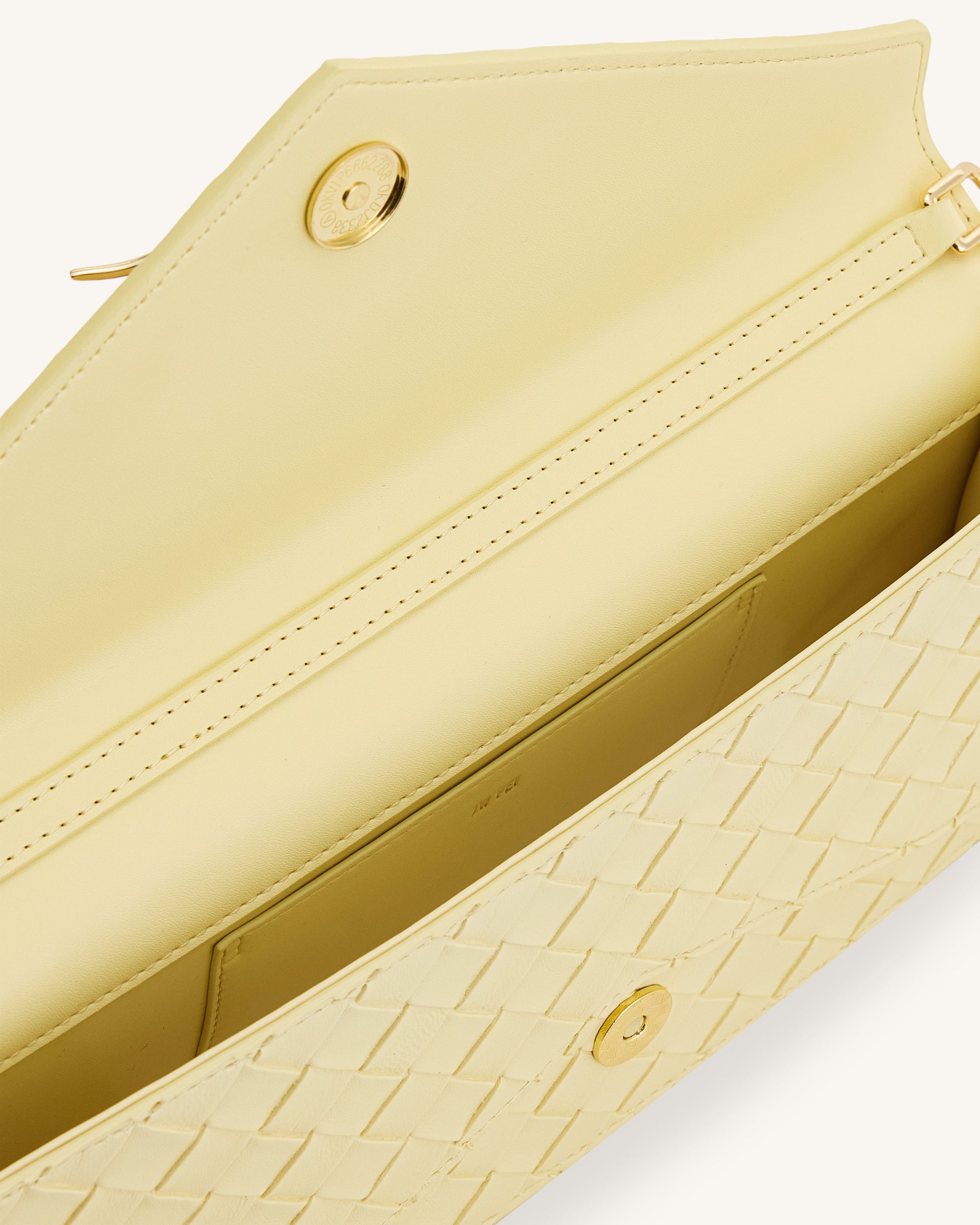 Celeste Woven Textured Envelope Top Handle Bag - Yellow - Image 4