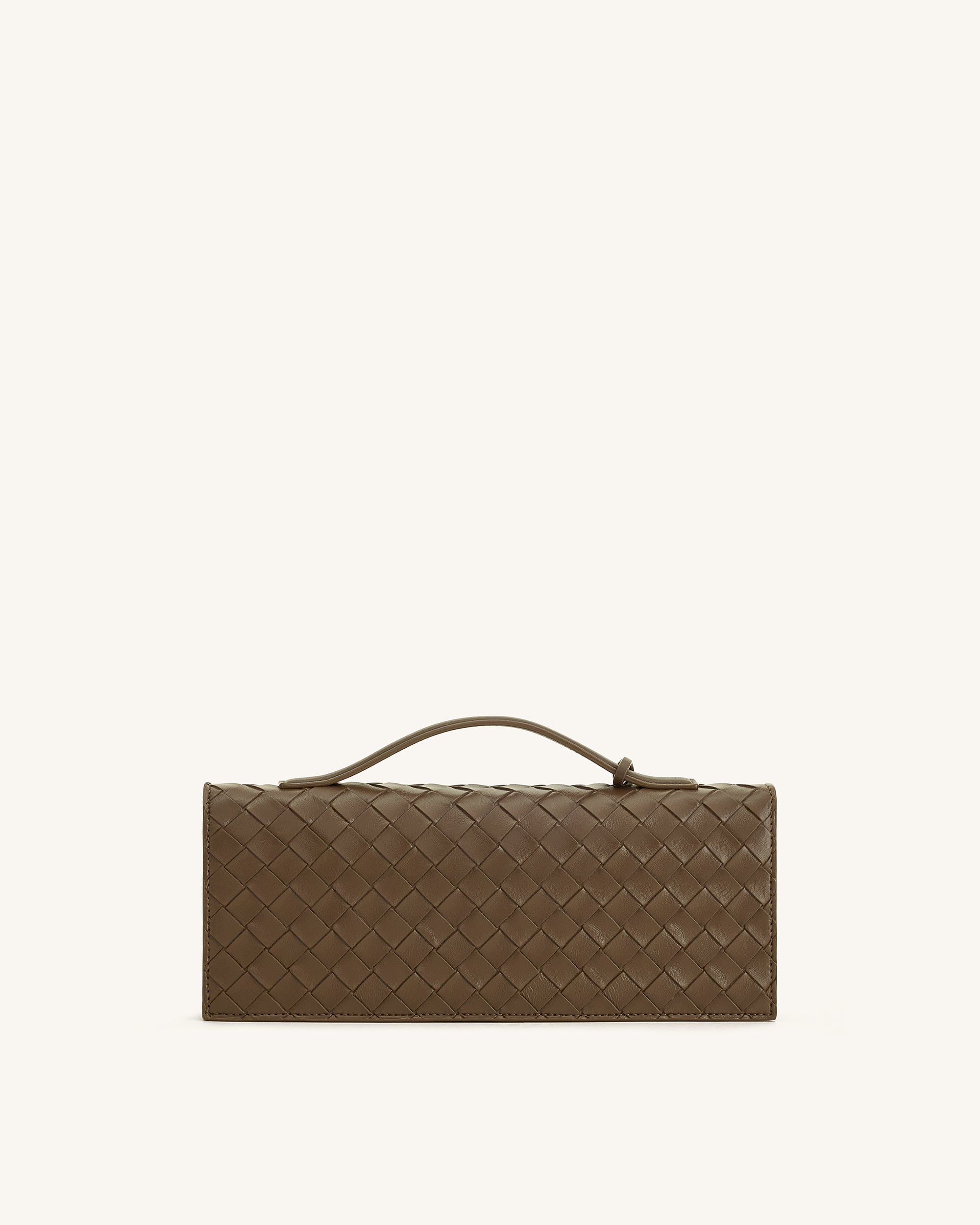 Celeste Woven Textured Envelope Top Handle Bag - Mocha Brown - Image 3