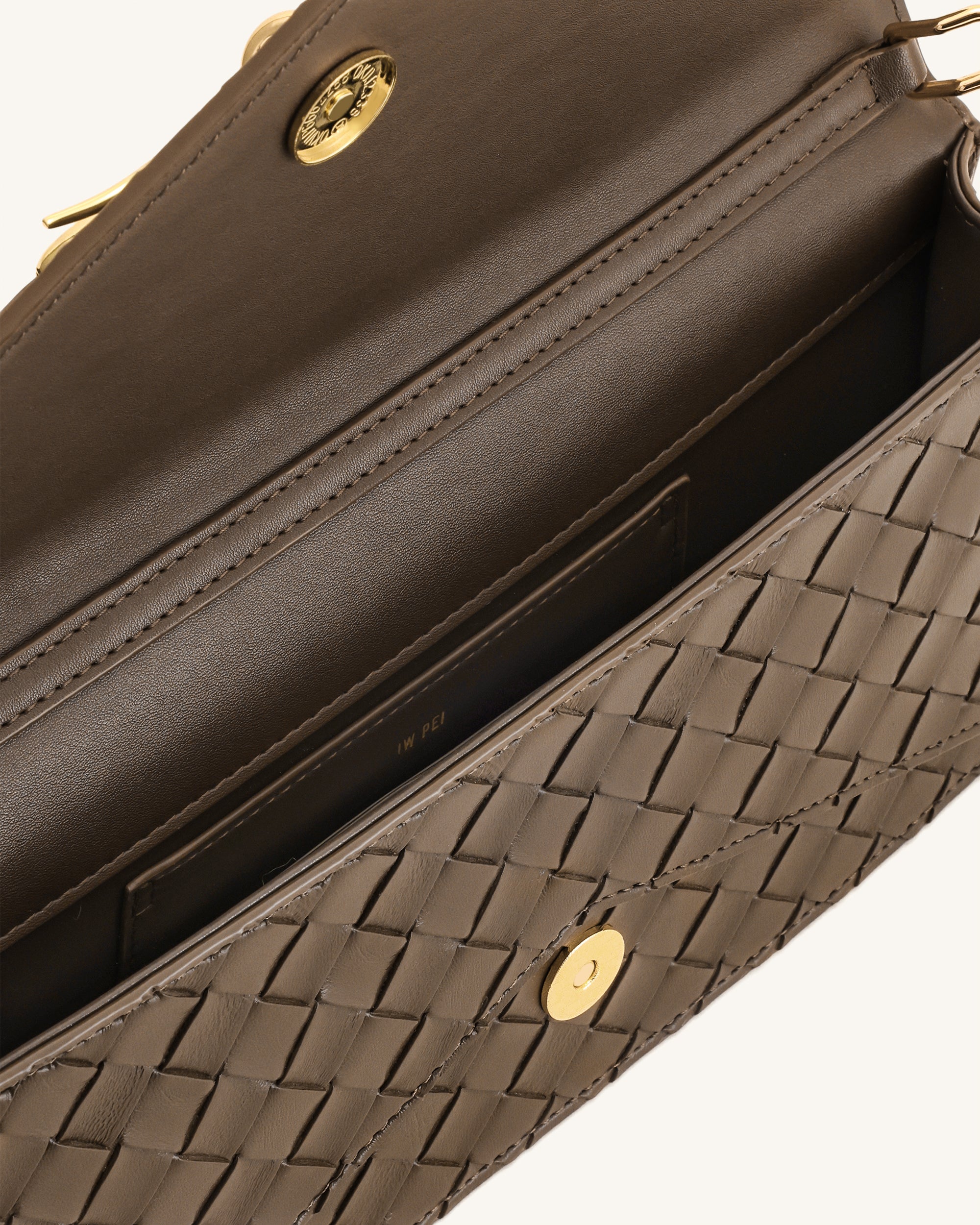 Celeste Woven Textured Envelope Top Handle Bag - Mocha Brown - Image 4