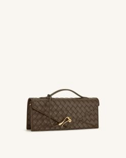 Alternative view of Celeste Woven Textured Envelope Top Handle Bag - Mocha Brown