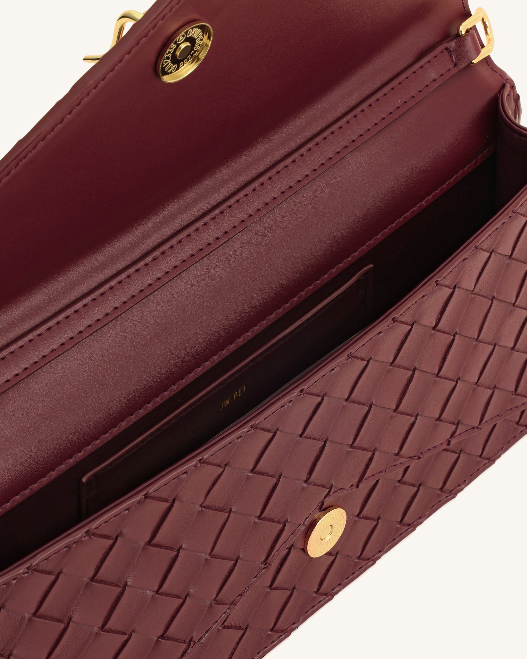 Celeste Woven Textured Envelope Top Handle Bag - Burgundy - Image 4