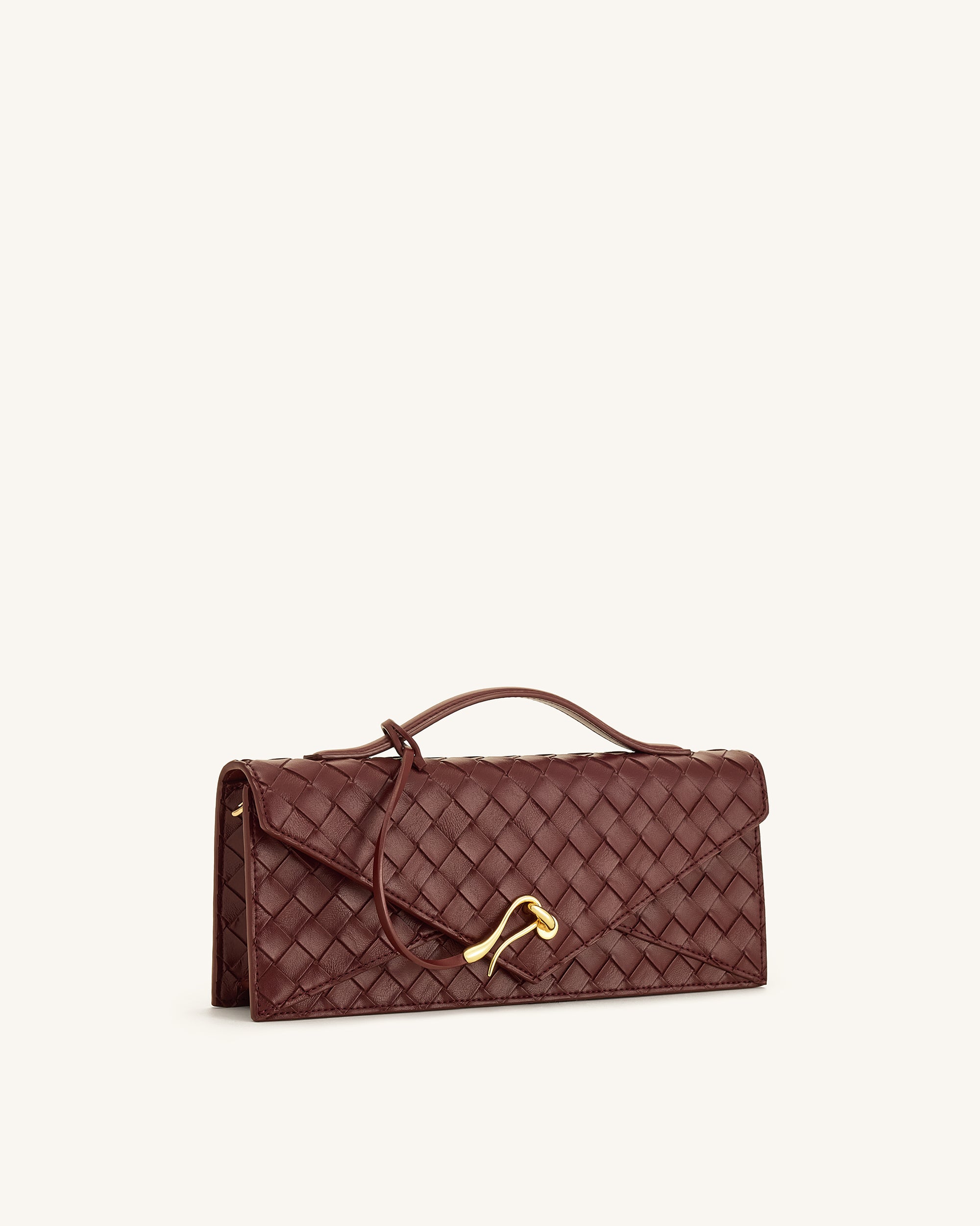 Celeste Woven Textured Envelope Top Handle Bag - Burgundy - Image 2