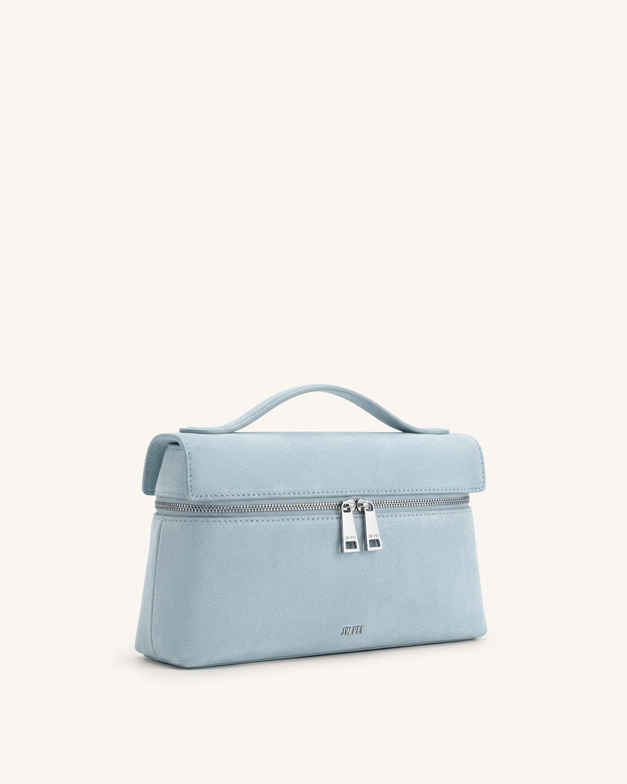 Thea Faux Suede Top Handle Bag - Light Blue - Image 2