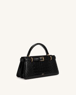 Alternative view of Elena Classic Top Handle Bag - Black Croc