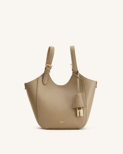 Ines Padlock Tote Bag - Gray Beige