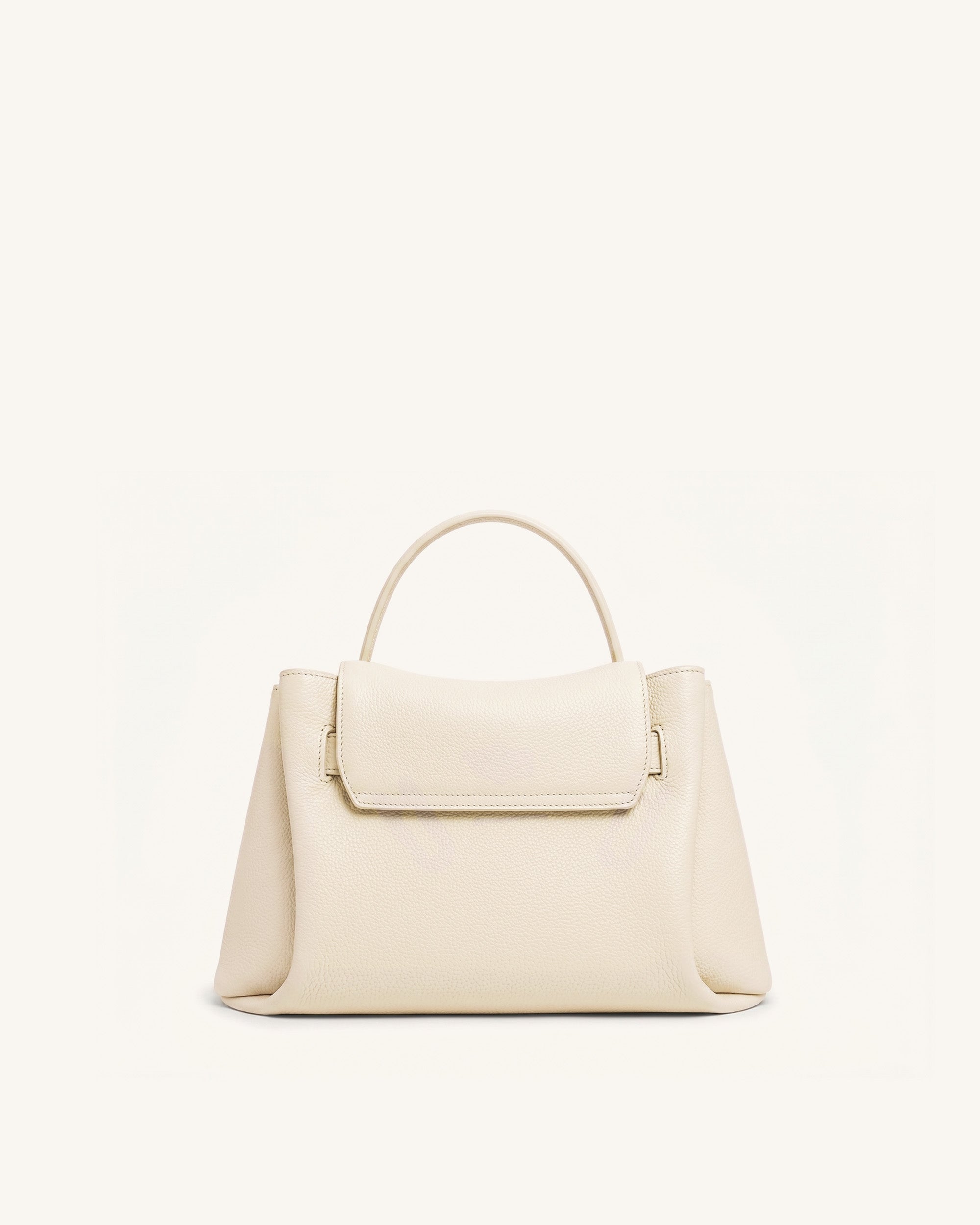 Rhea Small Pebbled Double Buckle Shoulder Bag - White - Image 3