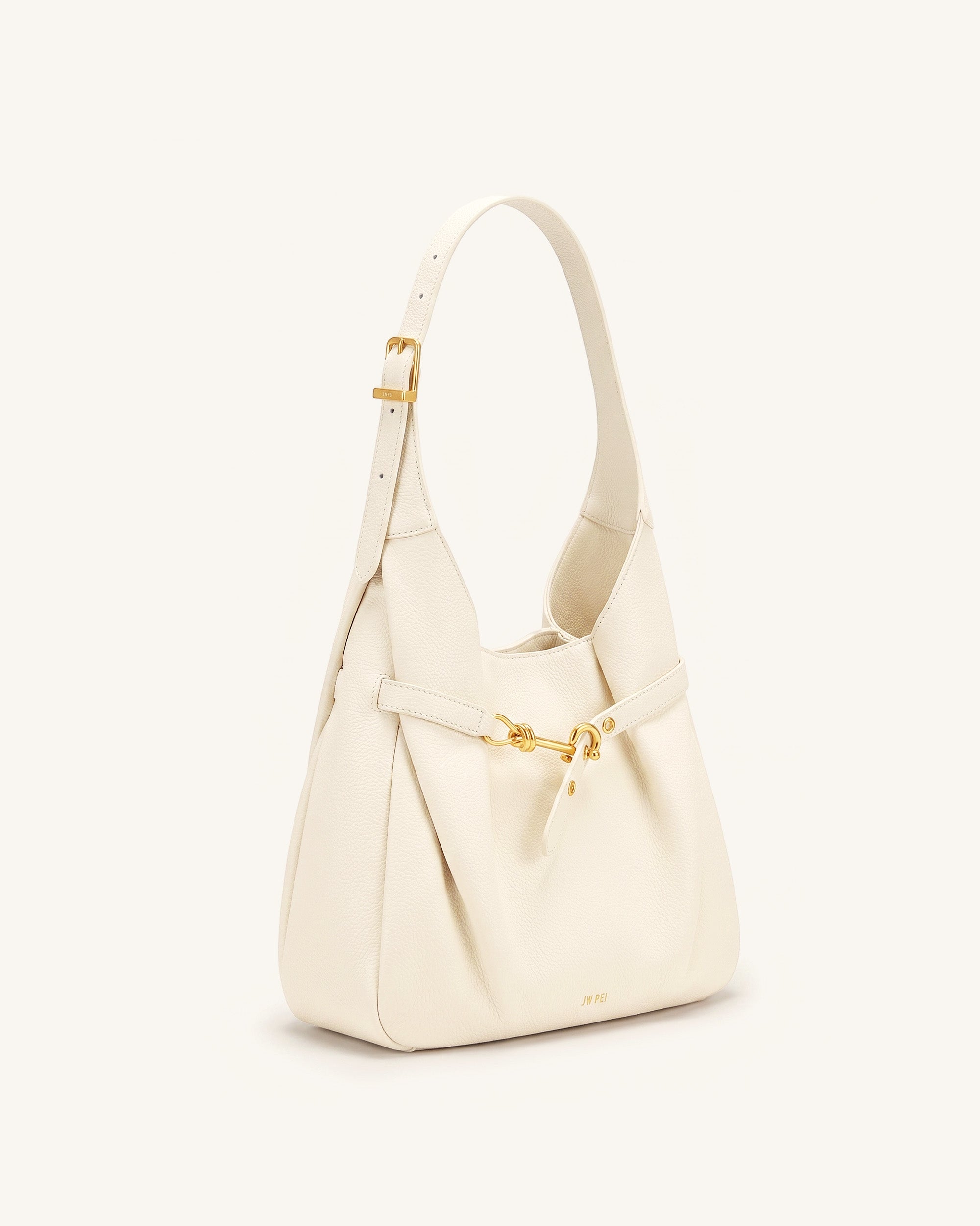 Alina Pebbled Hobo Bag - White - Image 2