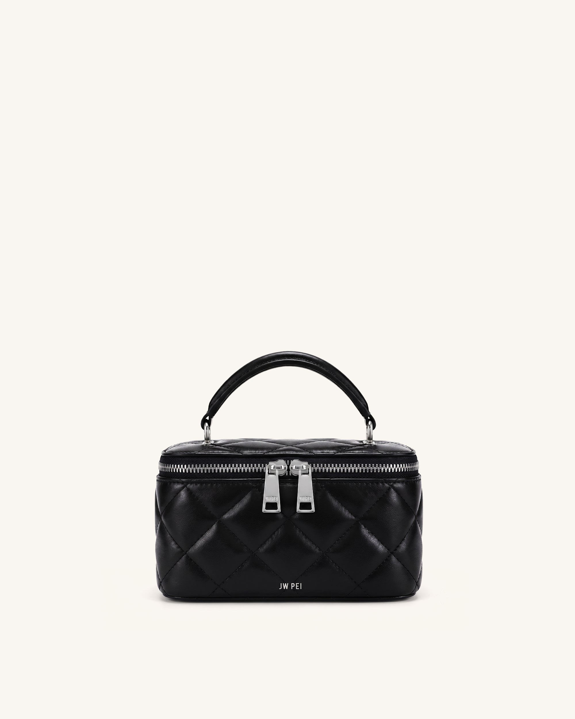 Vivienne Quilted Vanity Top Handle Bag - Black